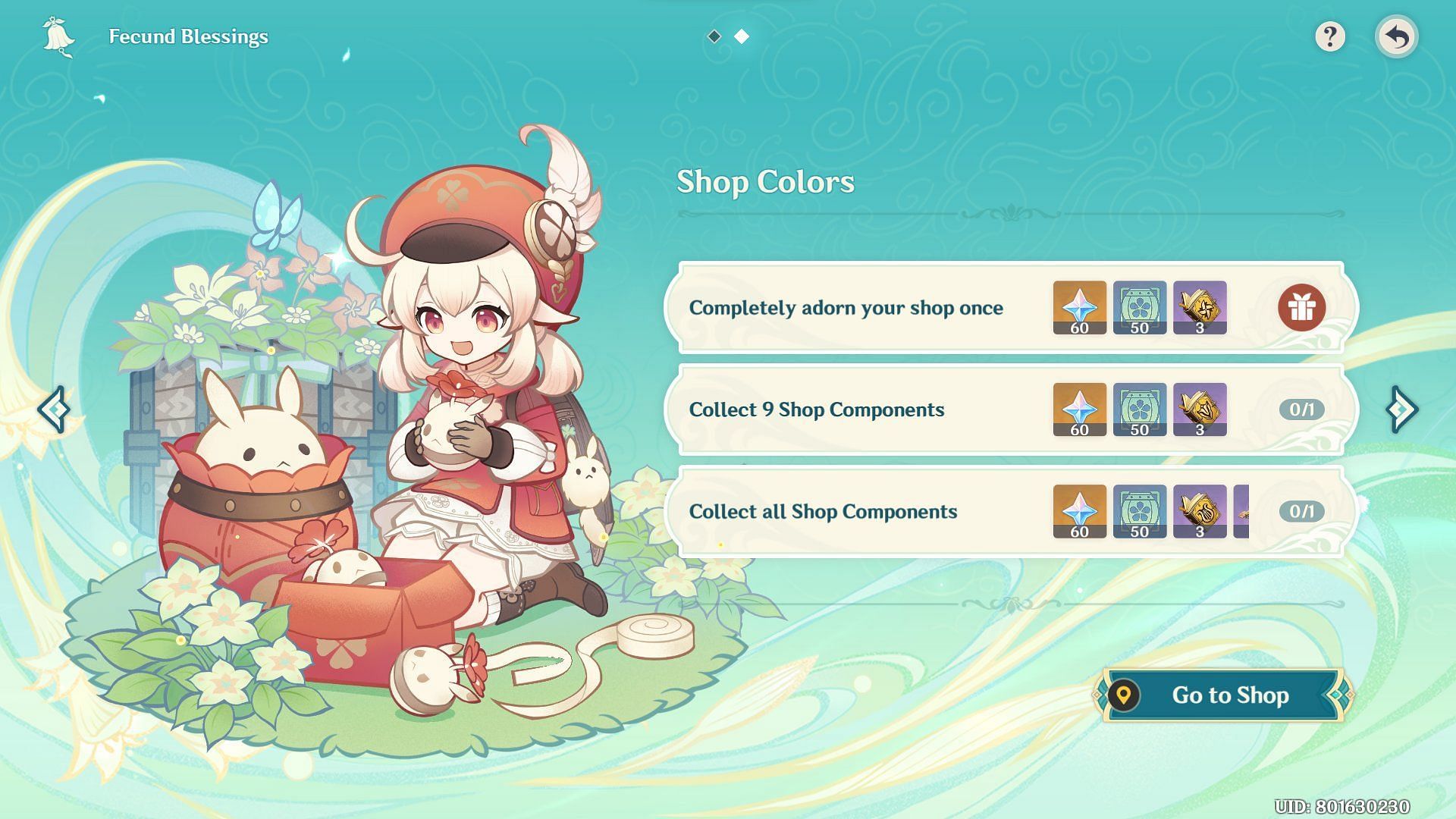The Shop Colors event page (Image via Genshin Impact)