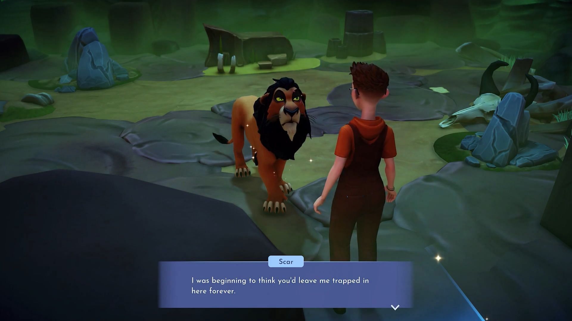 Scar in Disney Dreamlight Valley (Image via YouTube/MirrajGaming)