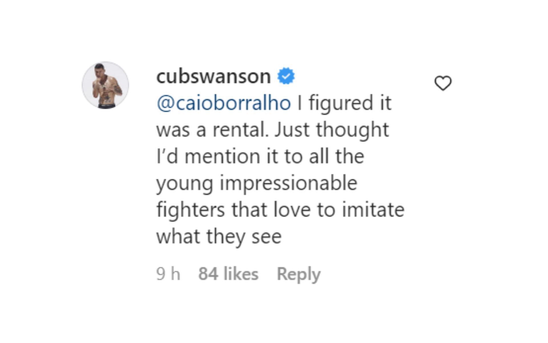 Cub Swanson&#039;s response to Caio Borralho