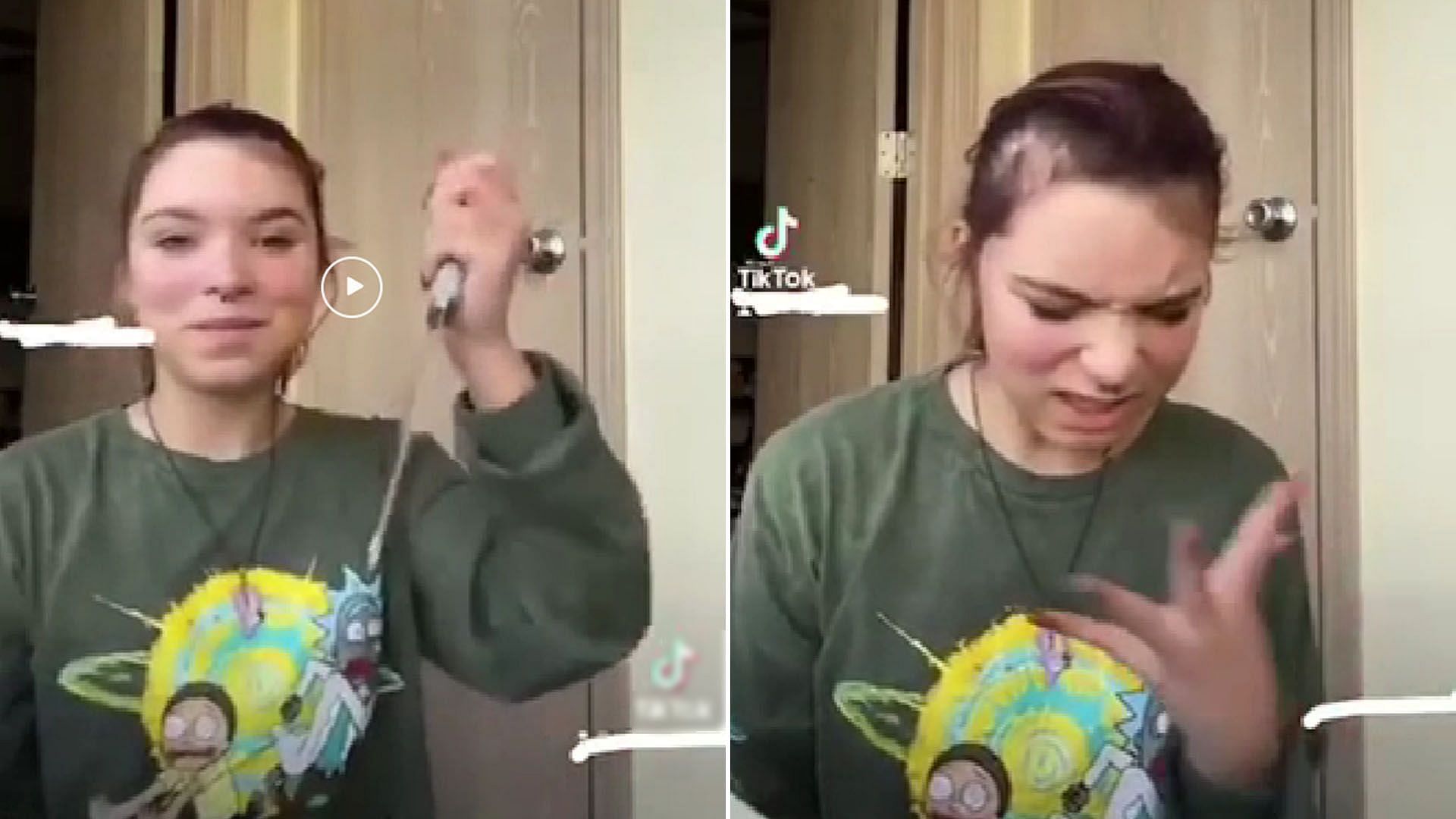 Haleigh Dawn knife video goes viral as girl cuts eyebrow. (Image via Reddit/@u/Akboy09)