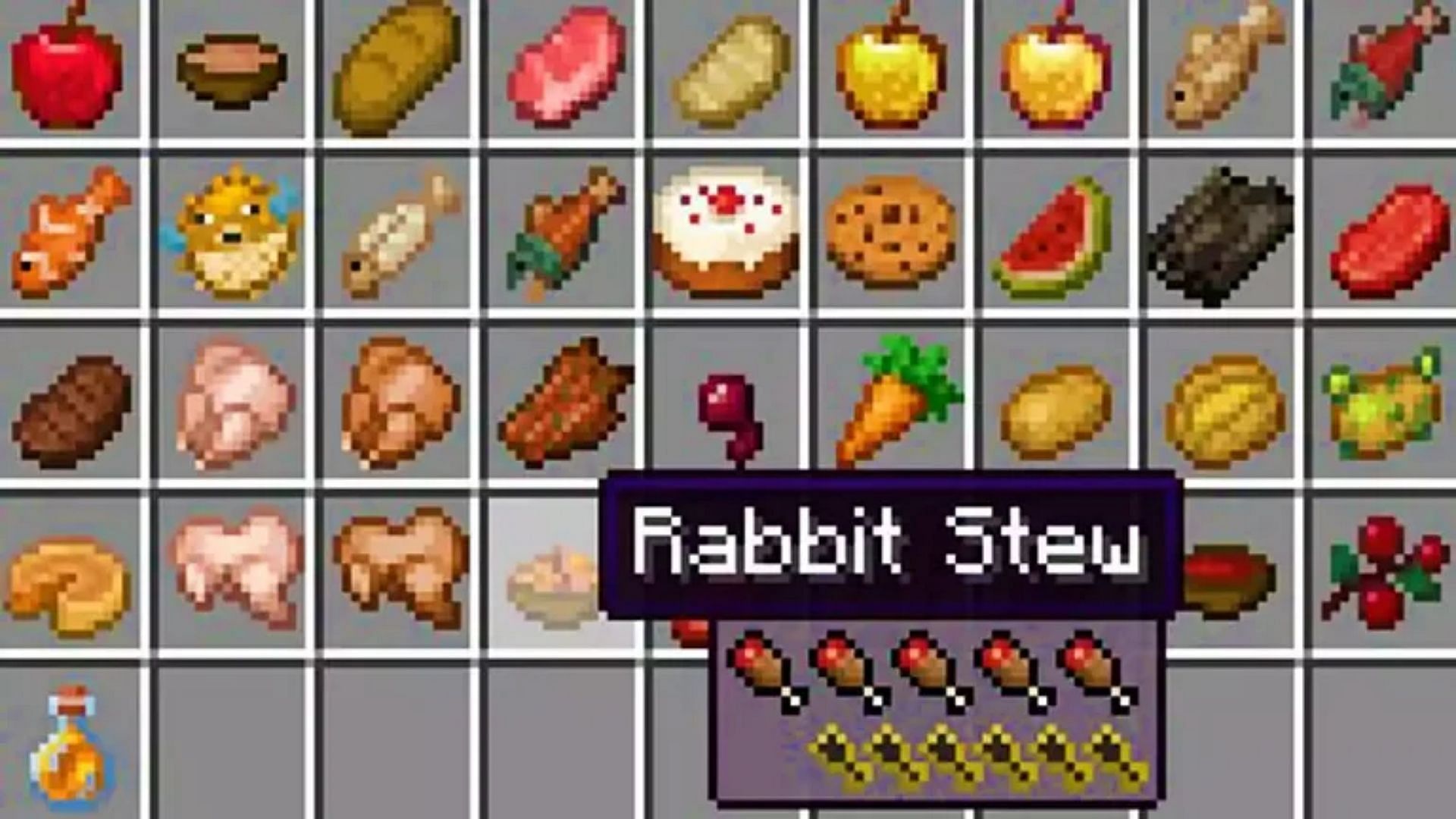 AppleSkin shows extra details about food items, hunger bar, and health bar in Minecraft (Image via Mojang)