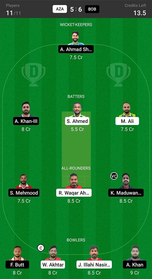 Bousher Busters vs Azaiba XI Fantasy suggestion #1