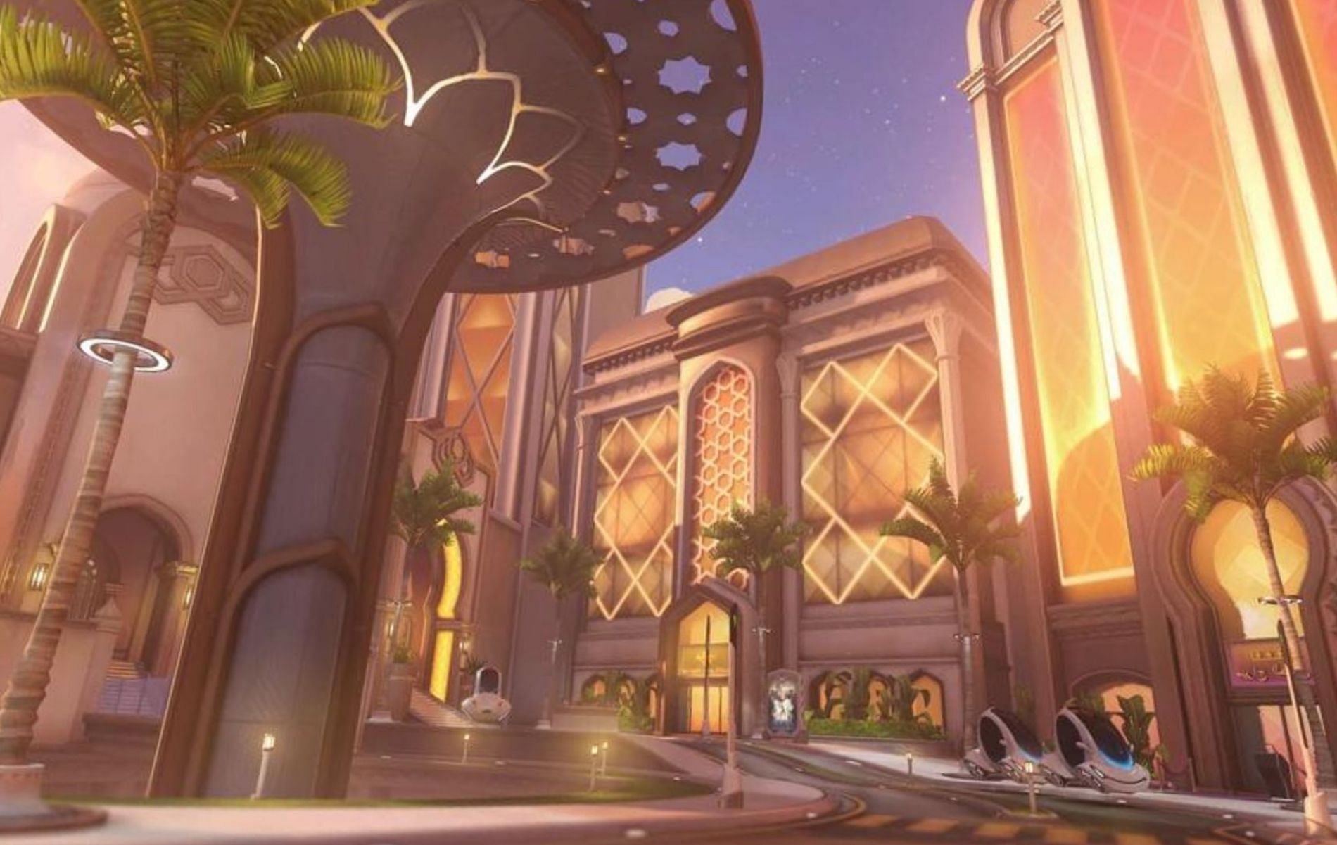 Oasis is an imagined futuristic utopia in Iraq dominated by marvelous Islamic architecture (Image via Blizzard Entertainment)