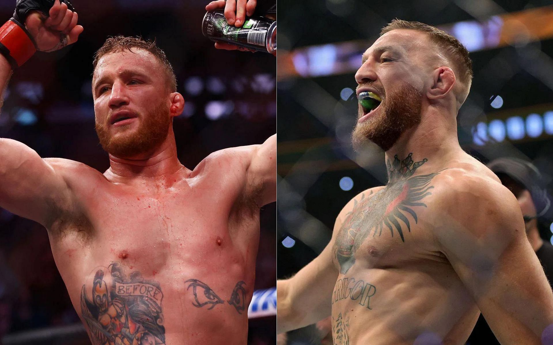 Justin Gaethje (left) and Conor McGregor (right)
