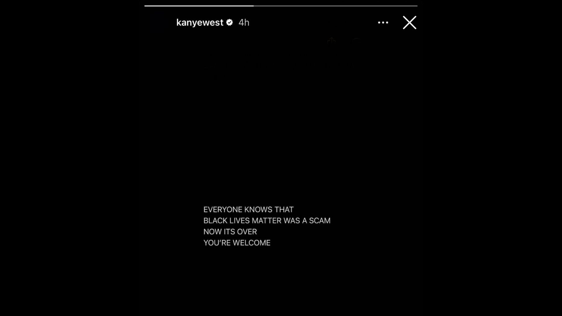 A screenshot of the now-deleted Instagram story from Ye (Image via Twitter/Rap)
