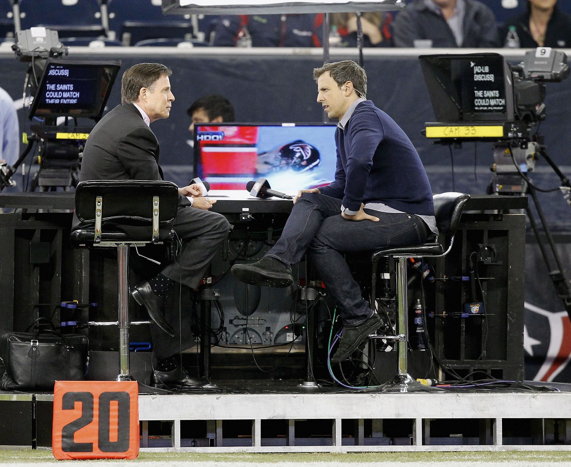 Bob Costas with Seth Myers back in 2013 while with the NBC