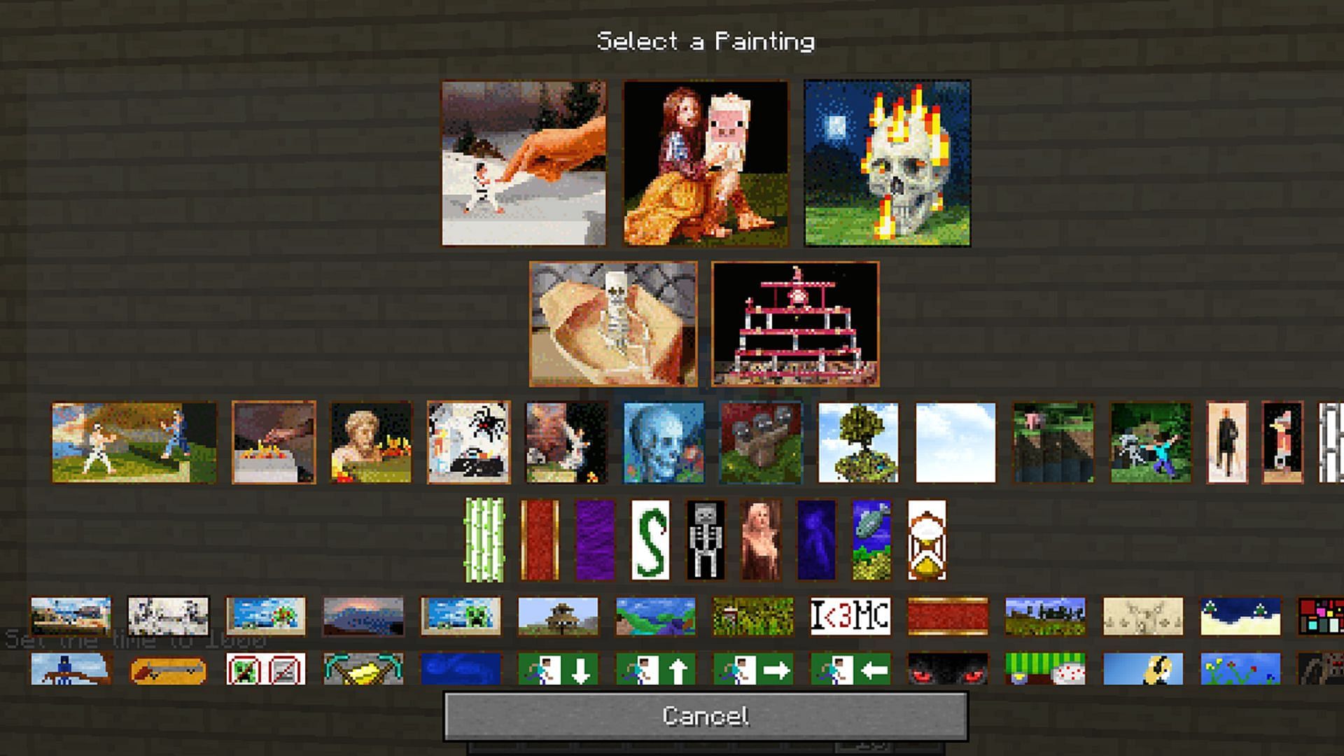 The painting selection menu of Paintings ++ (Image via AbsolemJackDaw/CurseForge)