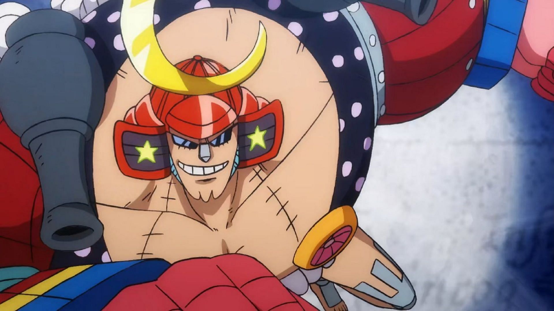At the moment, Franky is a weaker cyborg than Queen (Image via Toei Animation, One Piece)
