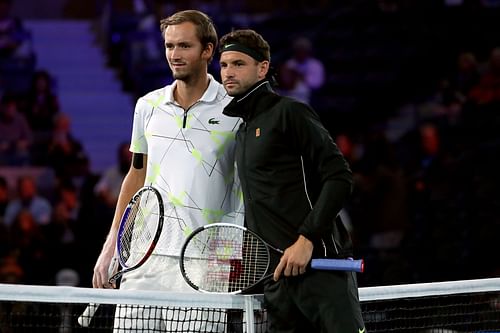 Daniil Medvedev (L) and Grigor Dimitrov