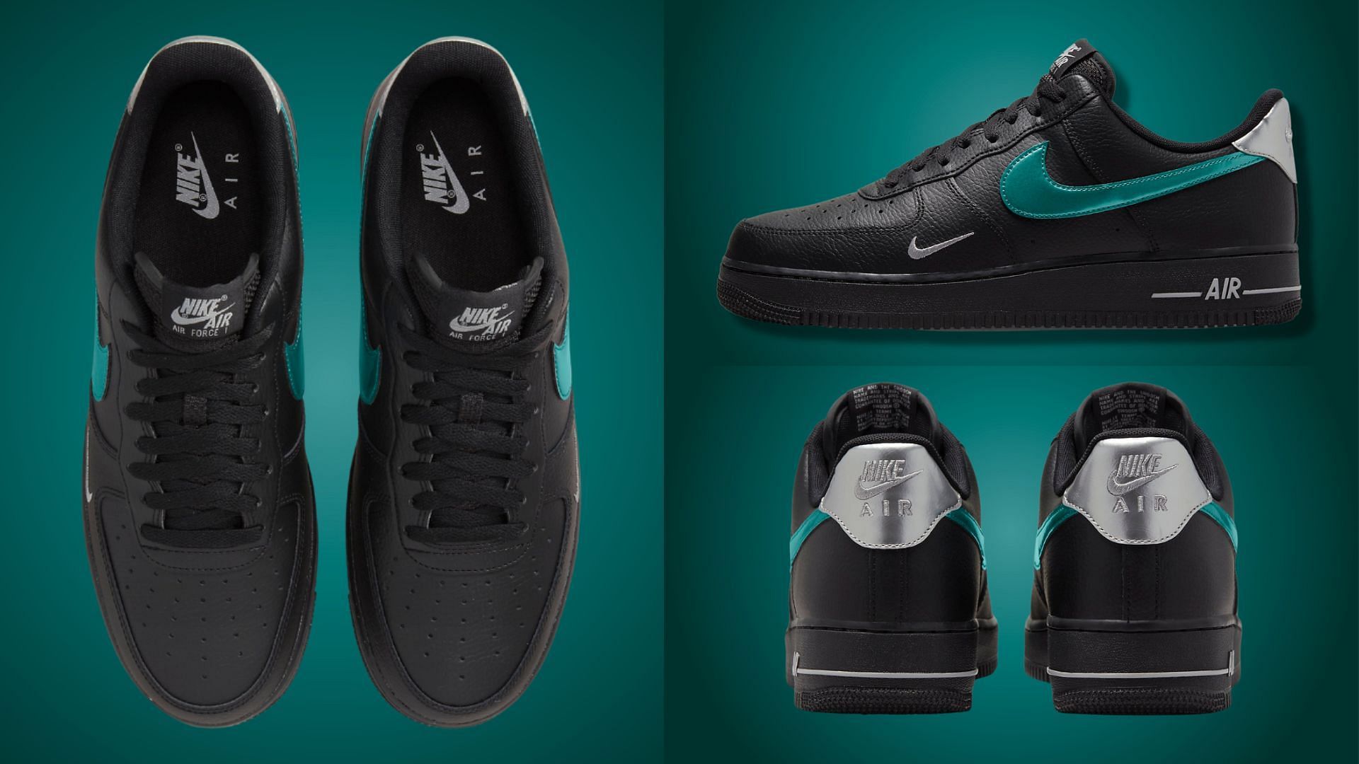 Air force 1 hot sale black blue swoosh