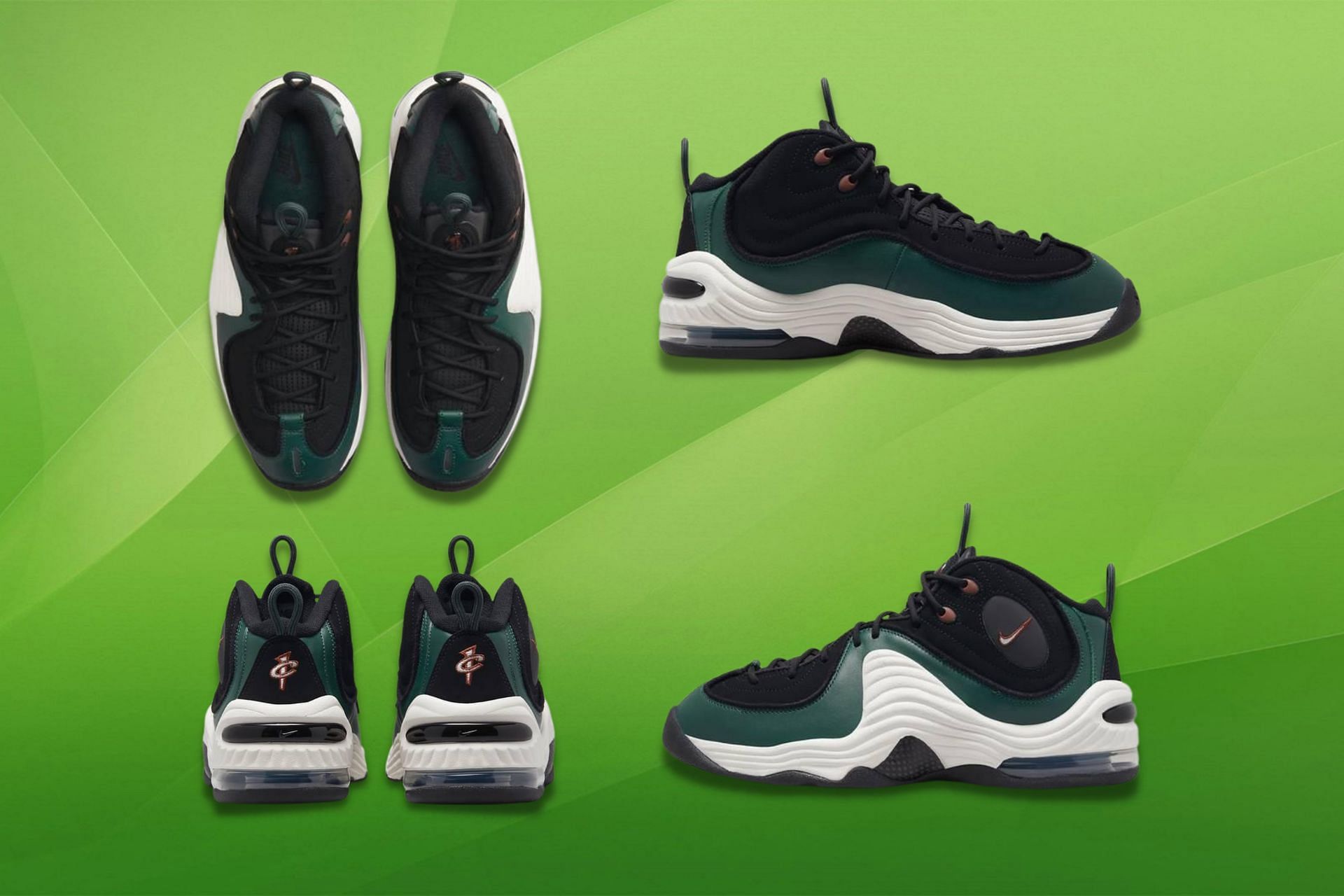 Take a closer look at the impending Nike Air Penny 2 Forest Green shoes (image via Sportskeeda)