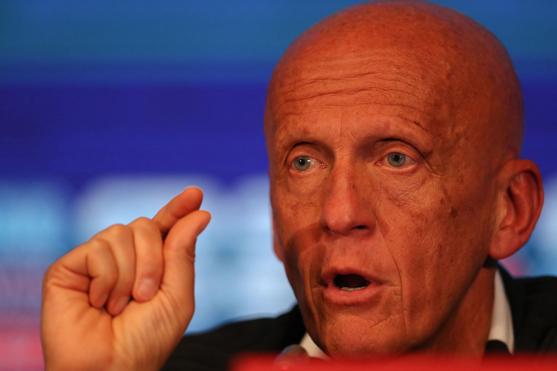Pierluigi Collina, Chairman of FIFA referees committee, during a press conference on Referees Media Day at Luzhniki Stadium on June 12, 2018, in Moscow, Russia.