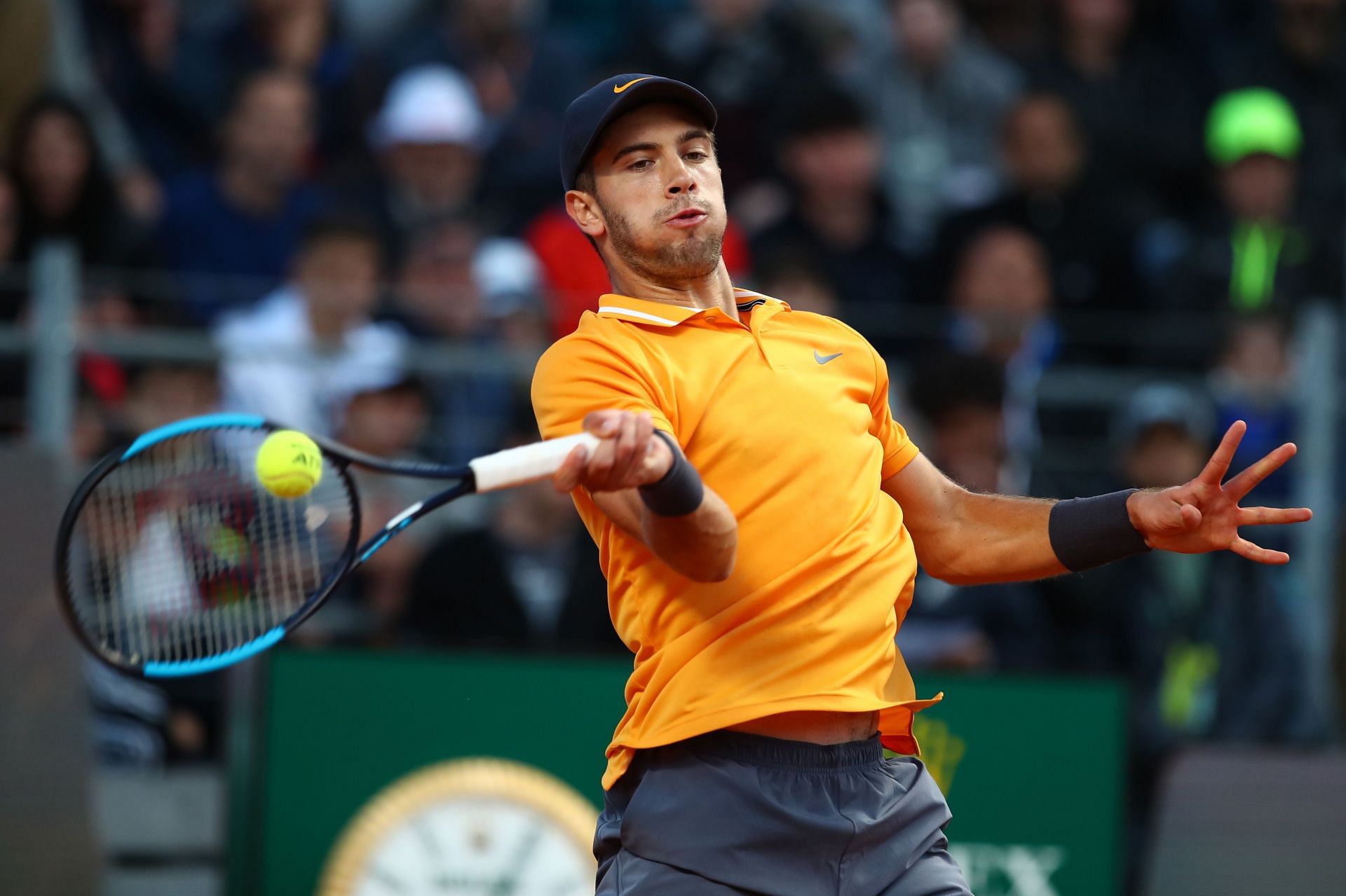 Borna Coric during his match against Roger Federer at the 2019 Italian Open