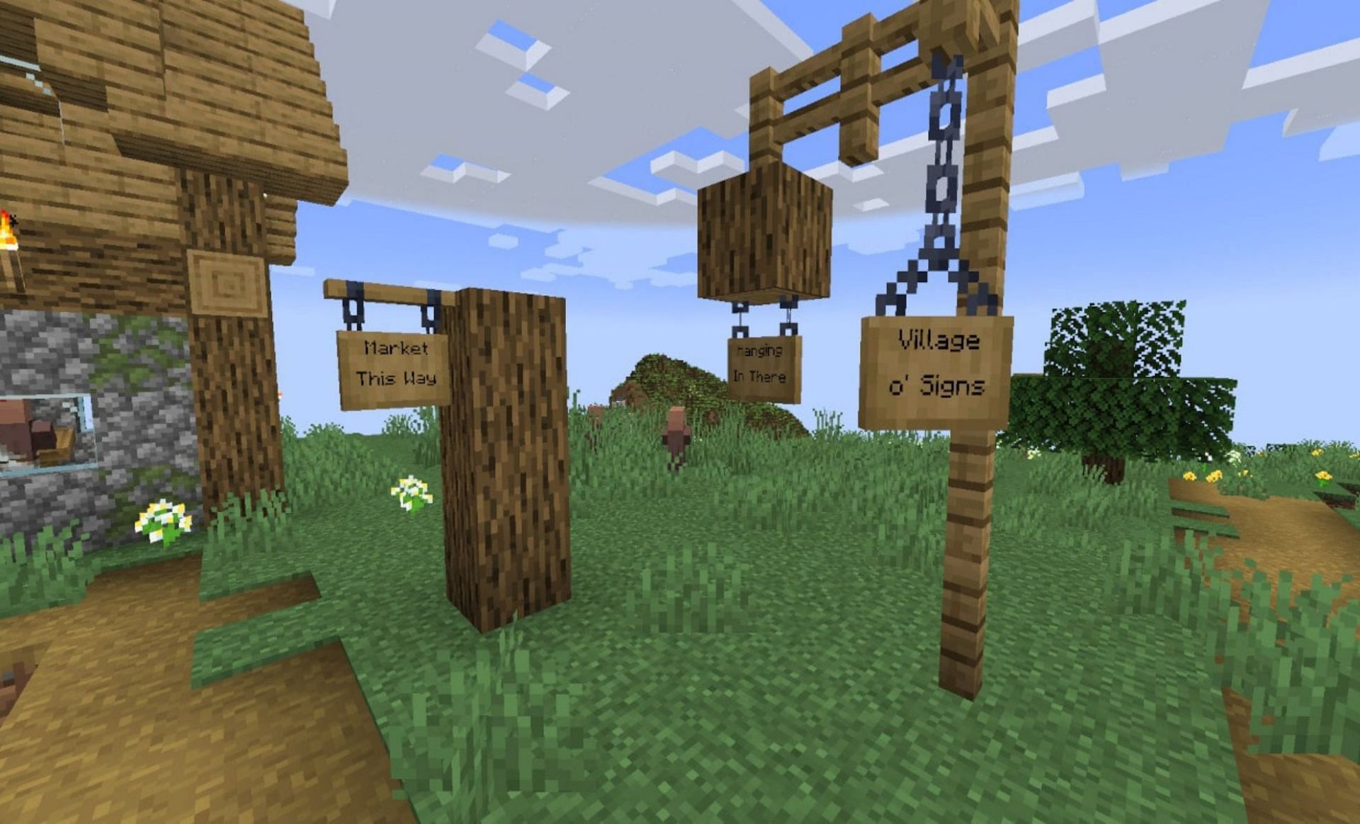 The latest snapshot adds hanging signs (Image via Mojang)