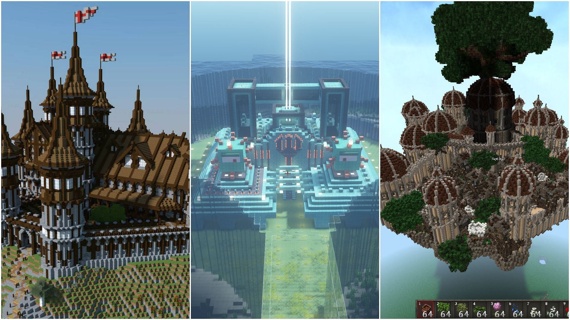 Some of the great structures that can be created on Minecraft (Image via Sportskeeda)