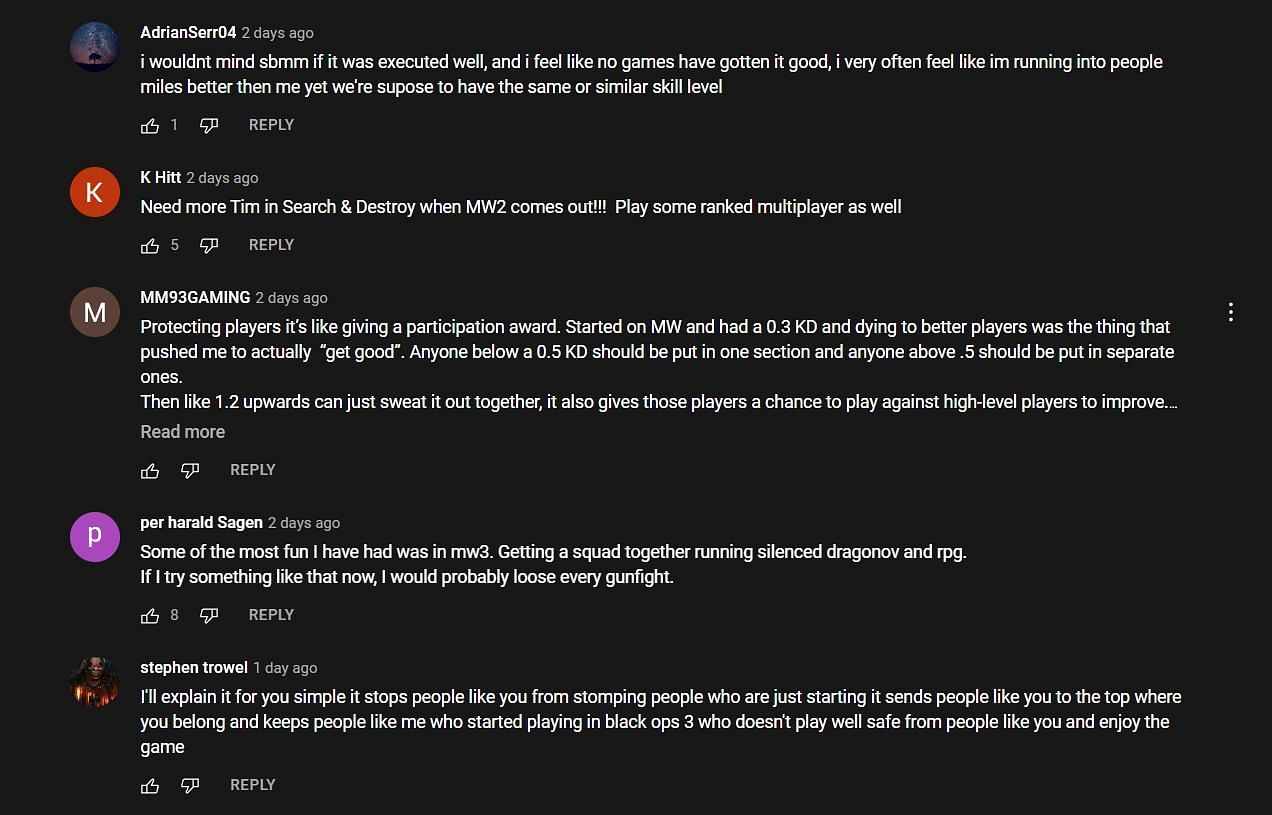 YouTube comments under the clip (image via TimTheTatman Two/YouTube)