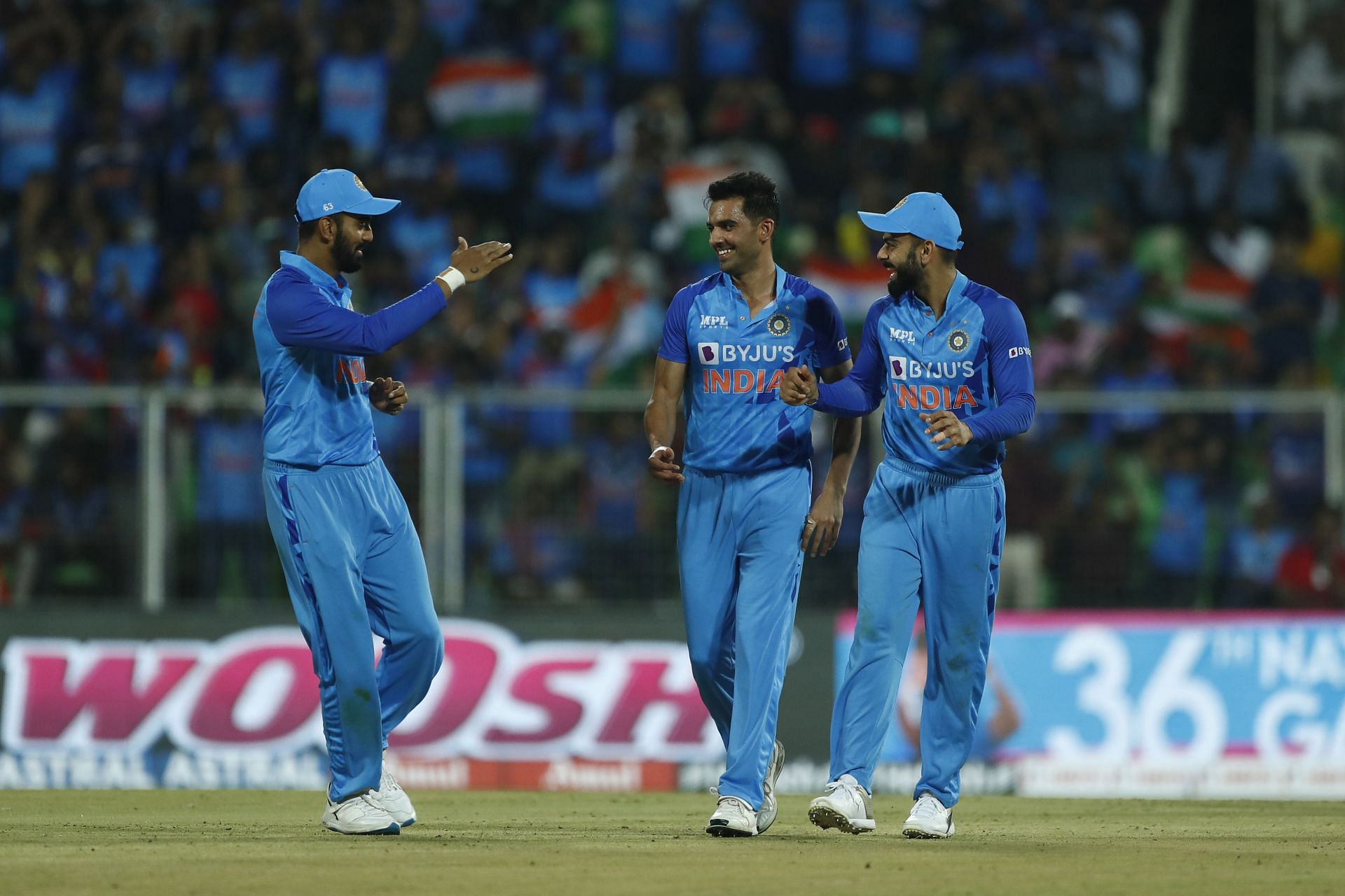 Deepak Chahar celebrates a wicket during the 1st T20I against South Africa. Pic: Getty Images