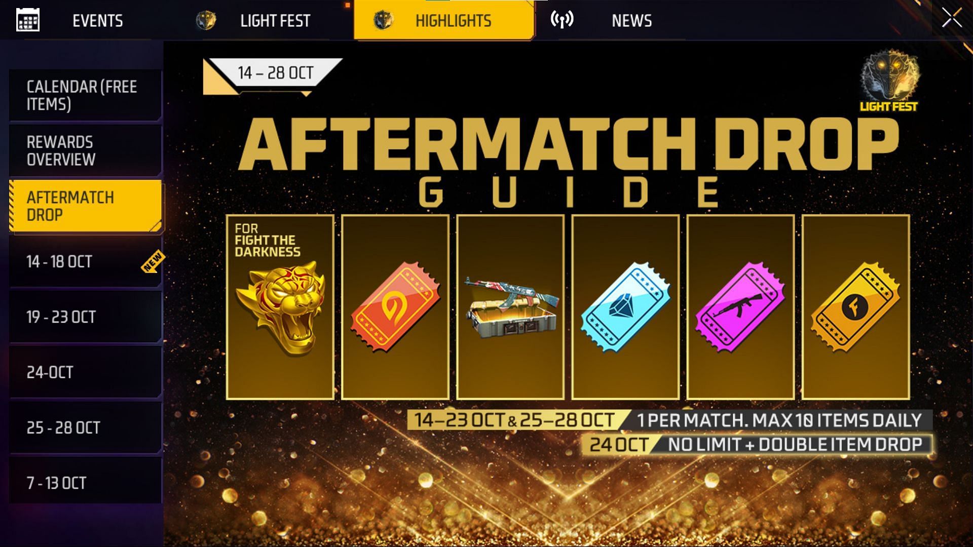 The aftermatch drop guide in Free Fire MAX (Image via Garena)
