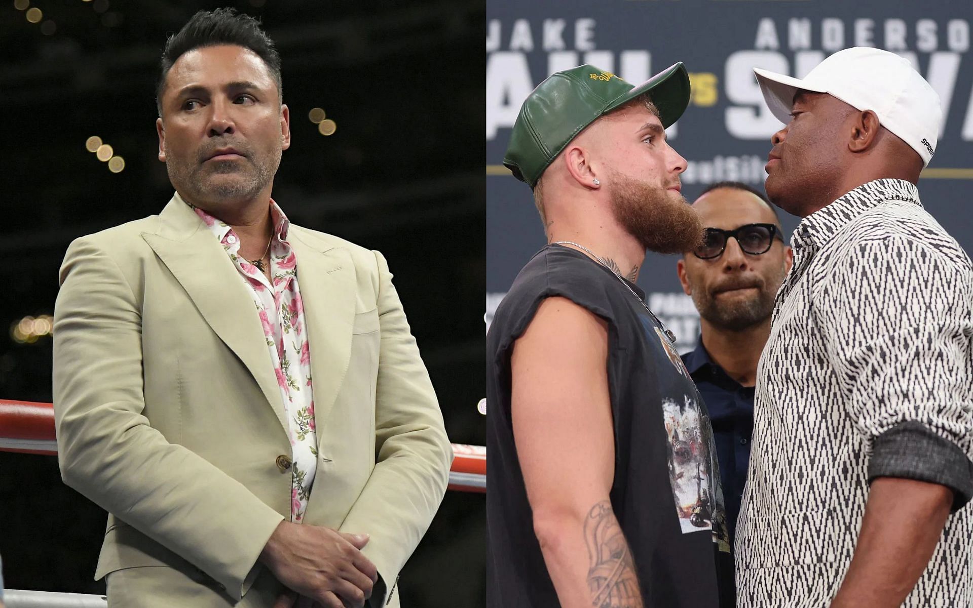 Oscar De La Hoya (L), and Jake Paul vs. Anderson Silva (R).