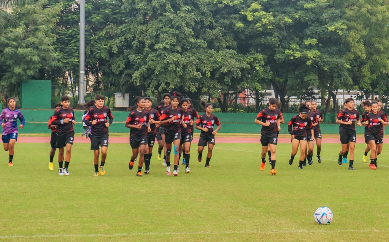 Indian players training ahead of the FIFA U-17 Women