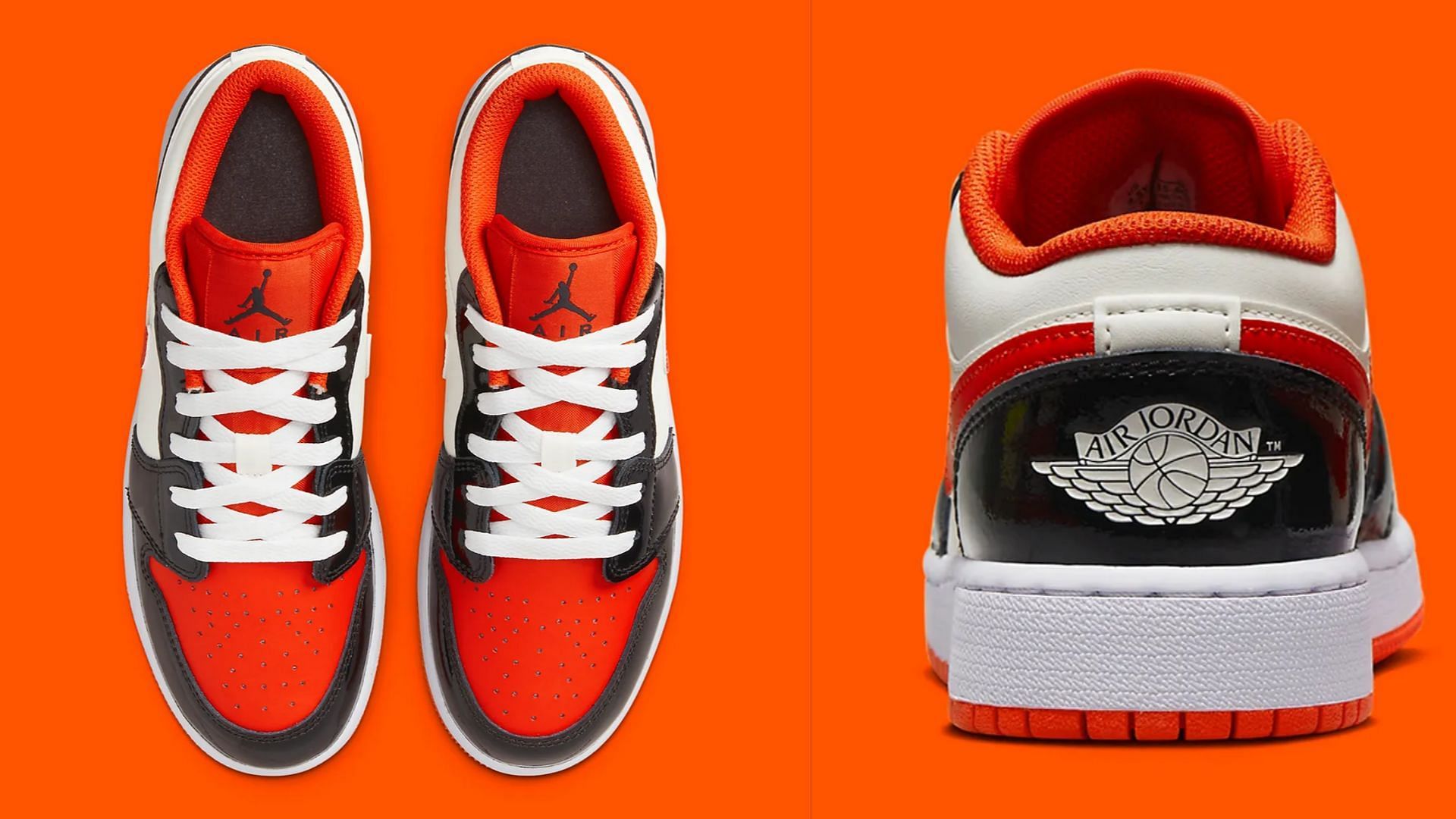 Upcoming Nike Air Jordan 1 Low GS Halloween themed sneakers features in hues of black and orange (Image via Nike)