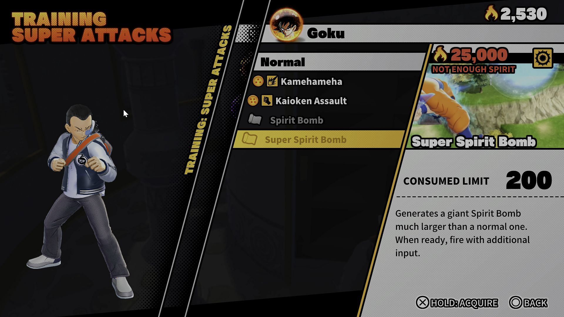 You can increase your character&#039;s power, but it is tedious and expensive (Image via Bandai Namco)