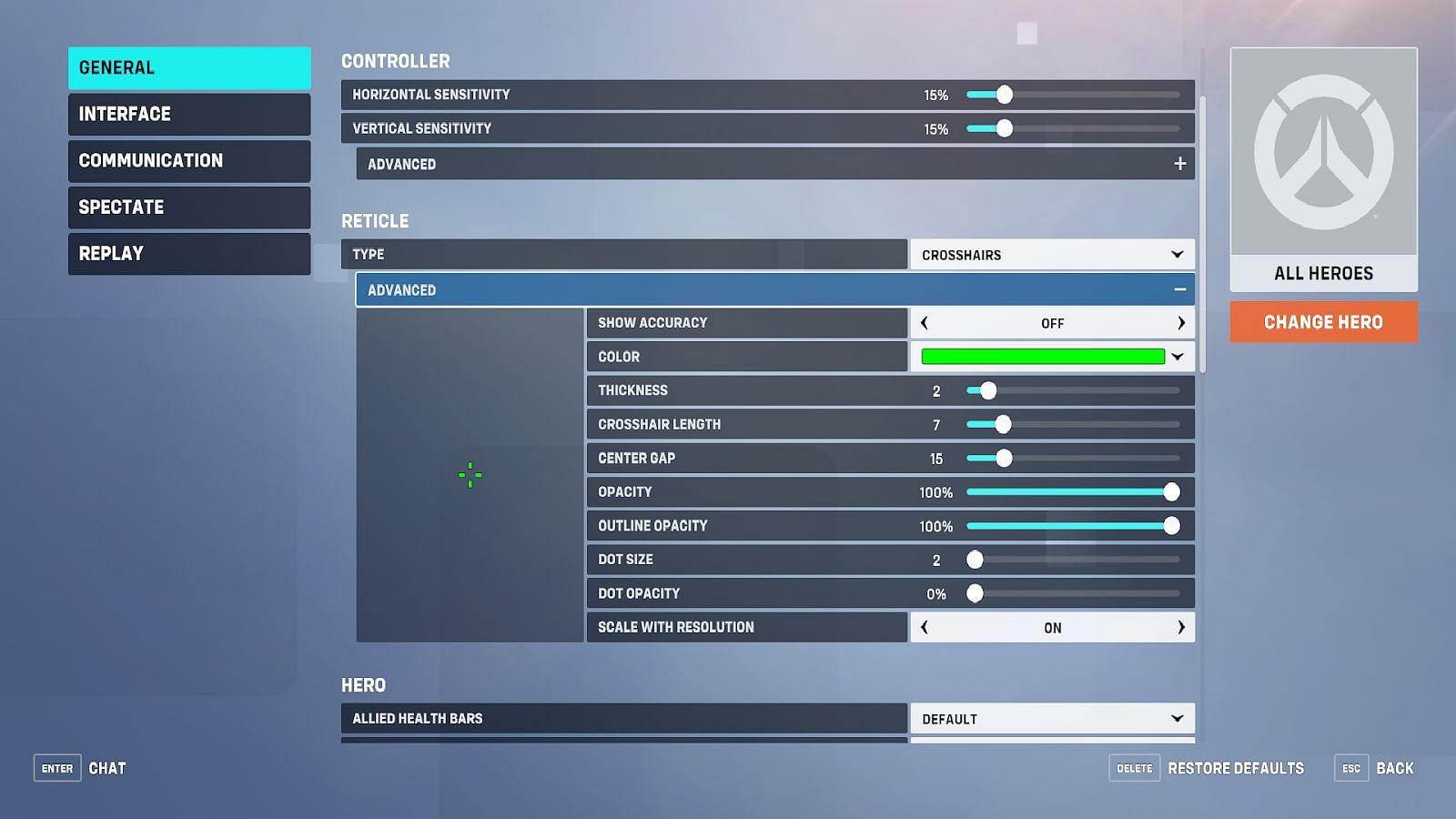 How to change crosshair in Overwatch 2