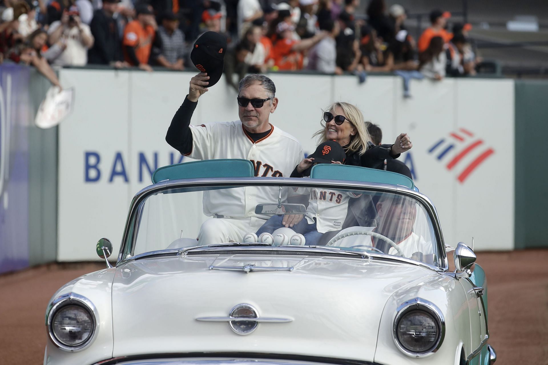 August 11 2023 San Francisco CA, U.S.A. Texas Rangers Manager Bruce Bochy(15)  acknowledges the fans as he receives a standing ovation during MLB game  between the Texas Rangers and the San Francisco