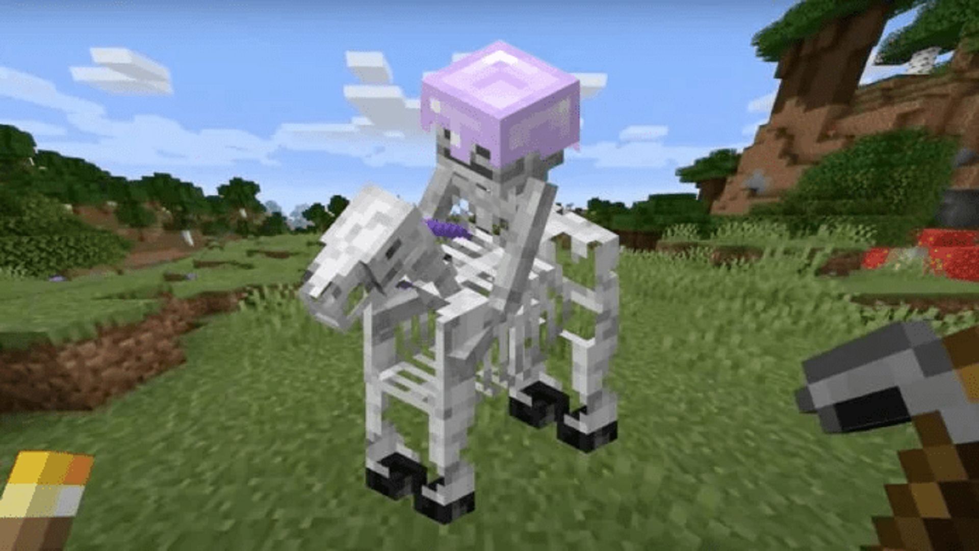 A skeleton horseman doesn&#039;t spawn alone, so always be ready (Image via Mojang)