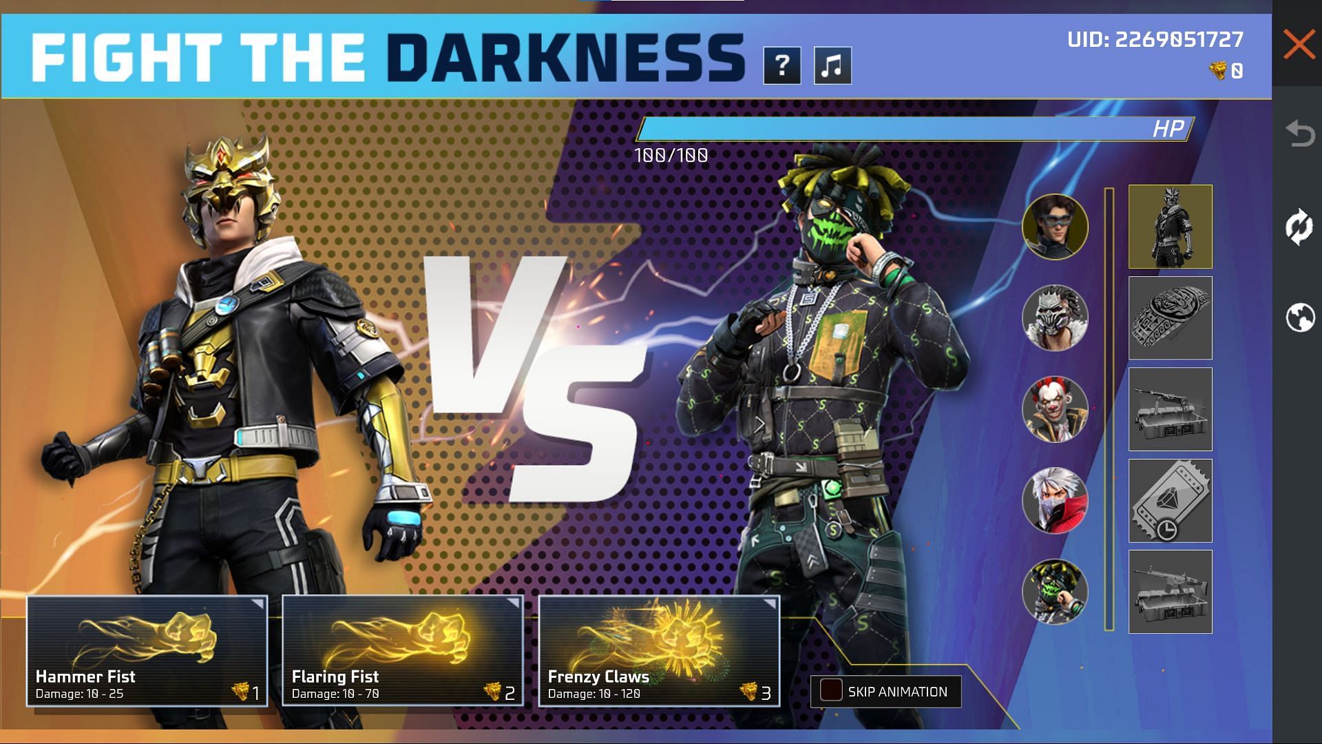 Fight the Darkness event interface (Image via Garena)