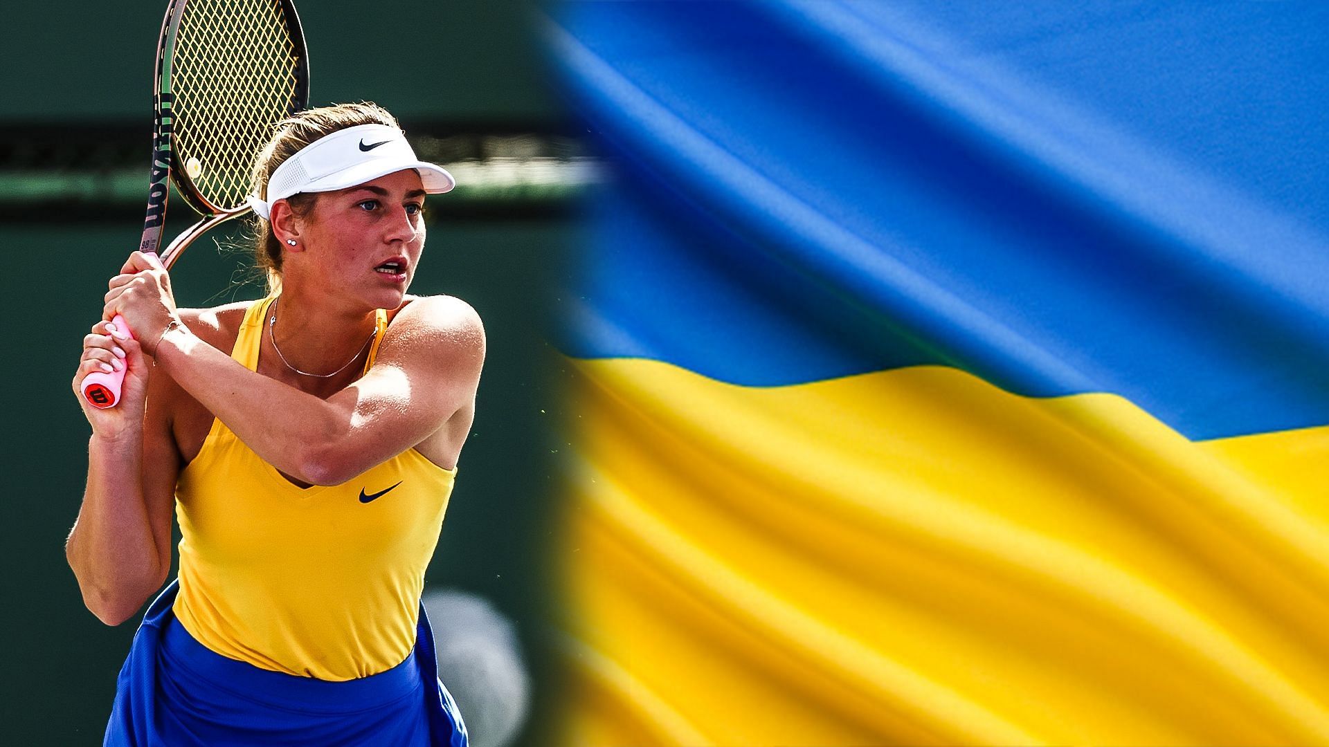 Ukrainian tennis player Marta Kostyuk makes a statement in support of her war-torn homeland