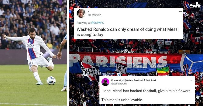 “Washed Ronaldo can only dream of doing what Messi is doing”, “This man is unbelievable” – Fans in awe as Messi scores incredible long-range goal for PSG in 4-3 win over Troyes