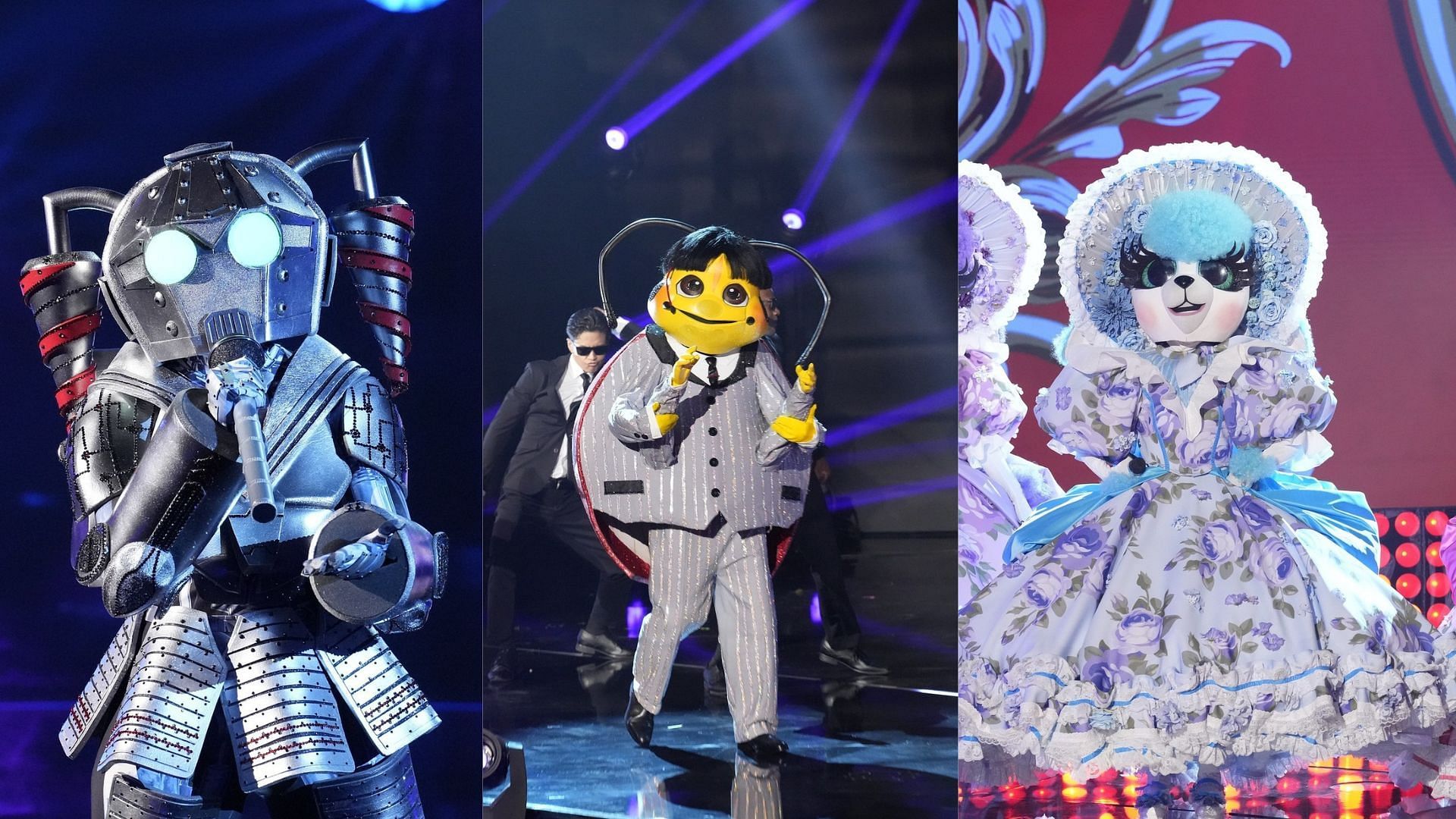 Robo Girl, The Beetle, and The Lambs from The Masked Singer Season 8 Episode 5