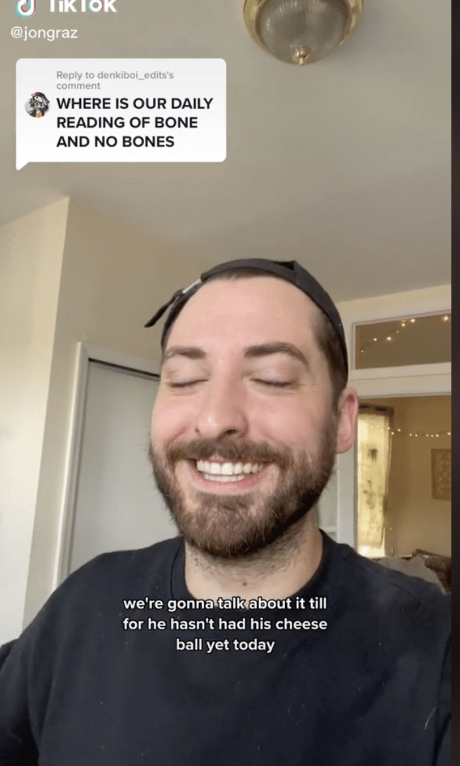 TikToker explains the absence of &quot;Bones or No Bones Day&quot; videos in a recent TikTok. (Image via TikTok)
