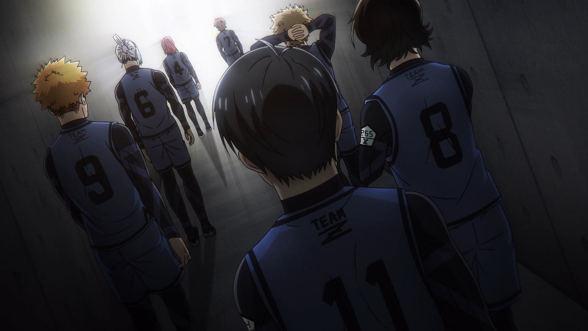 Team Z entering the field in Blue Lock episode 3 (Image via Maneyuki Kaneshiro, Kodansha)