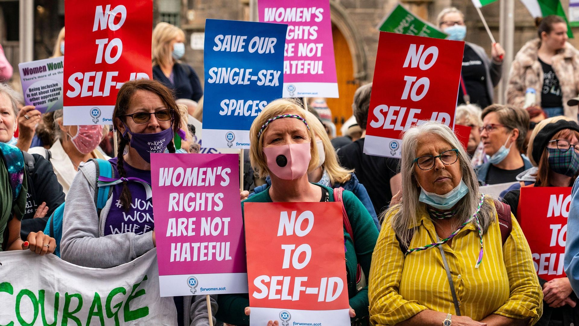 Protesters outside the Scottish Parliament (Image via Getty Images)