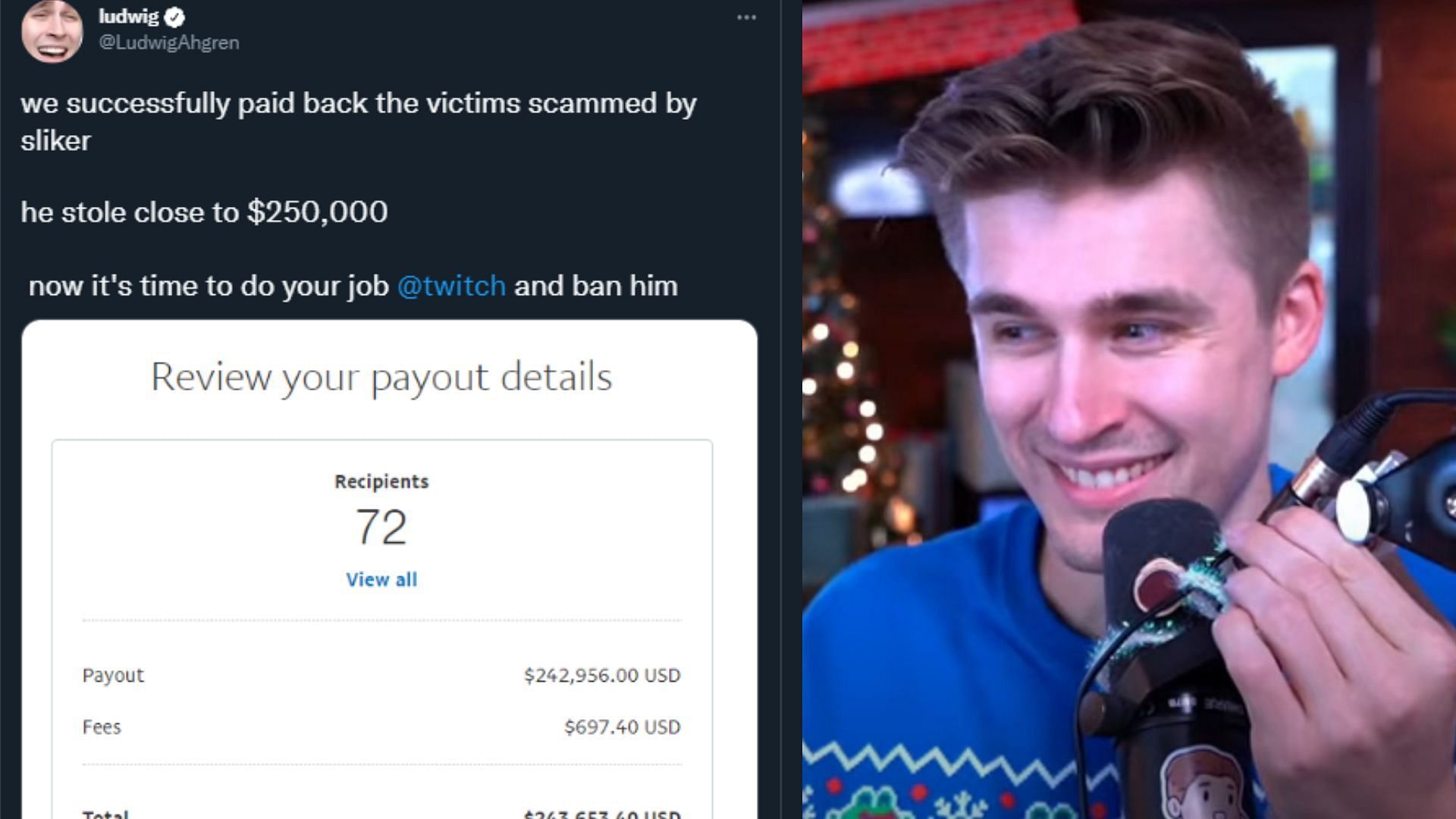 Ludwig and xQc pay back $250K to victims of the ItsSliker scam (Image via Sportskeeda)