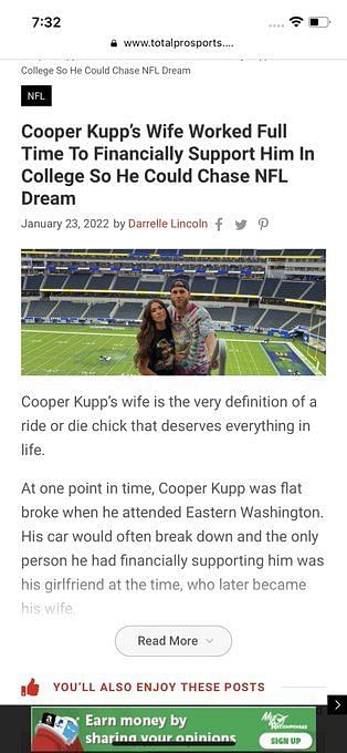 Cooper Kupp's Wife Worked Full-Time To Financially Support Him