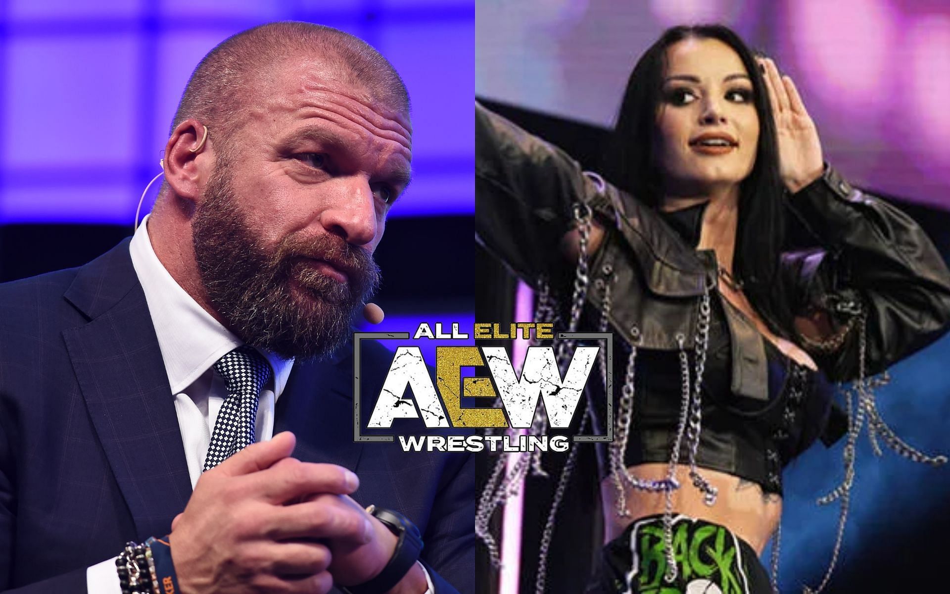 WWE Head of Creative Triple H (left) and AEW star Saraya (right).