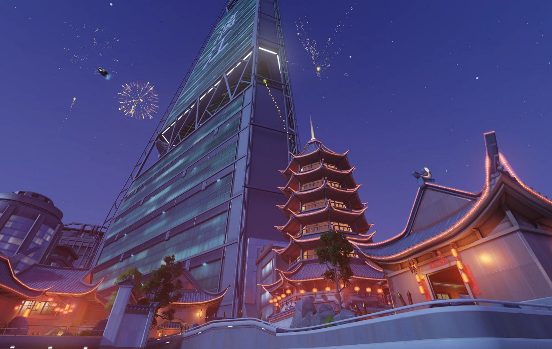 Heroes having mobility in the air such as Pharah, Echo and Mercy excel on this map (Image via Blizzard Entertainment)
