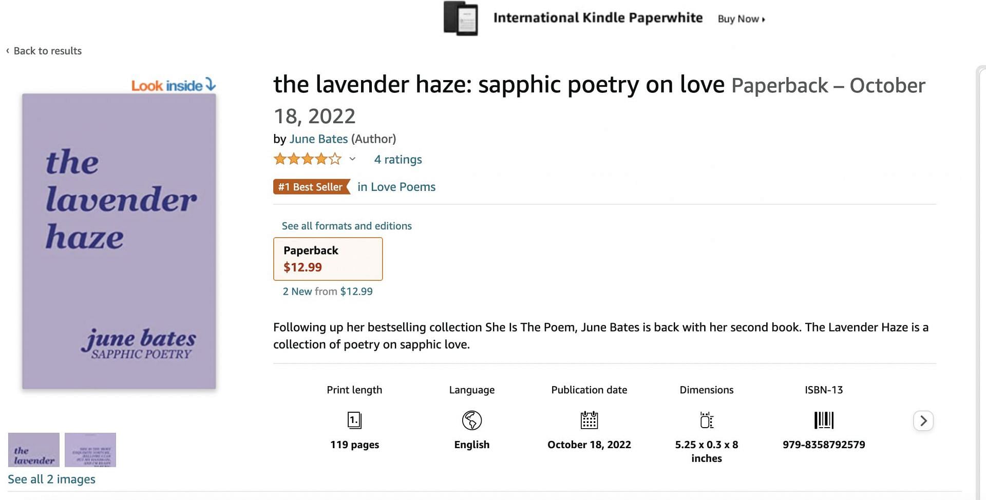 The Book &quot;Lavender Haze&quot; is being speculated to be written by Taylor Swift. (Image via Amazon)