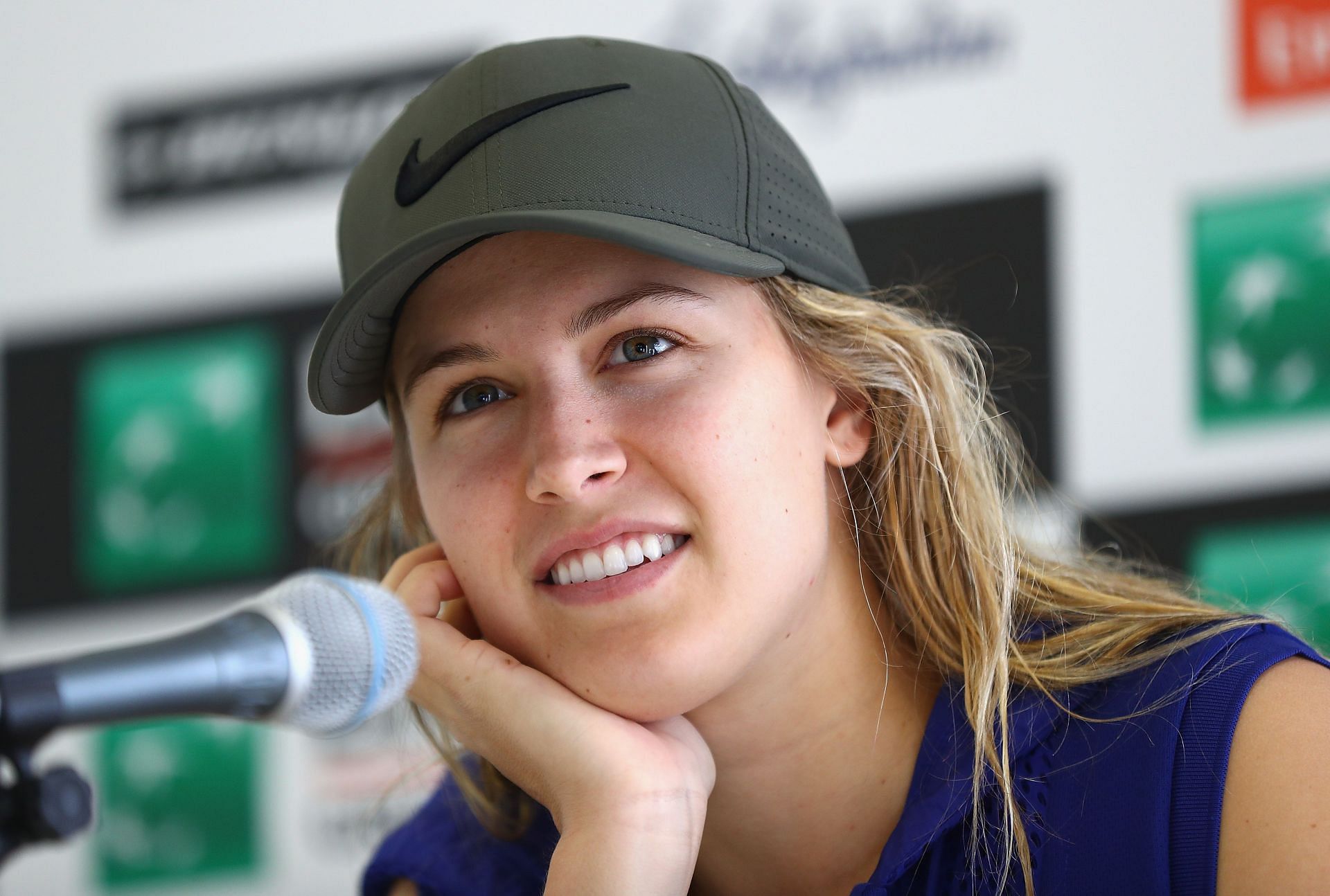 Eugenie Bouchard pictured at a press conference.