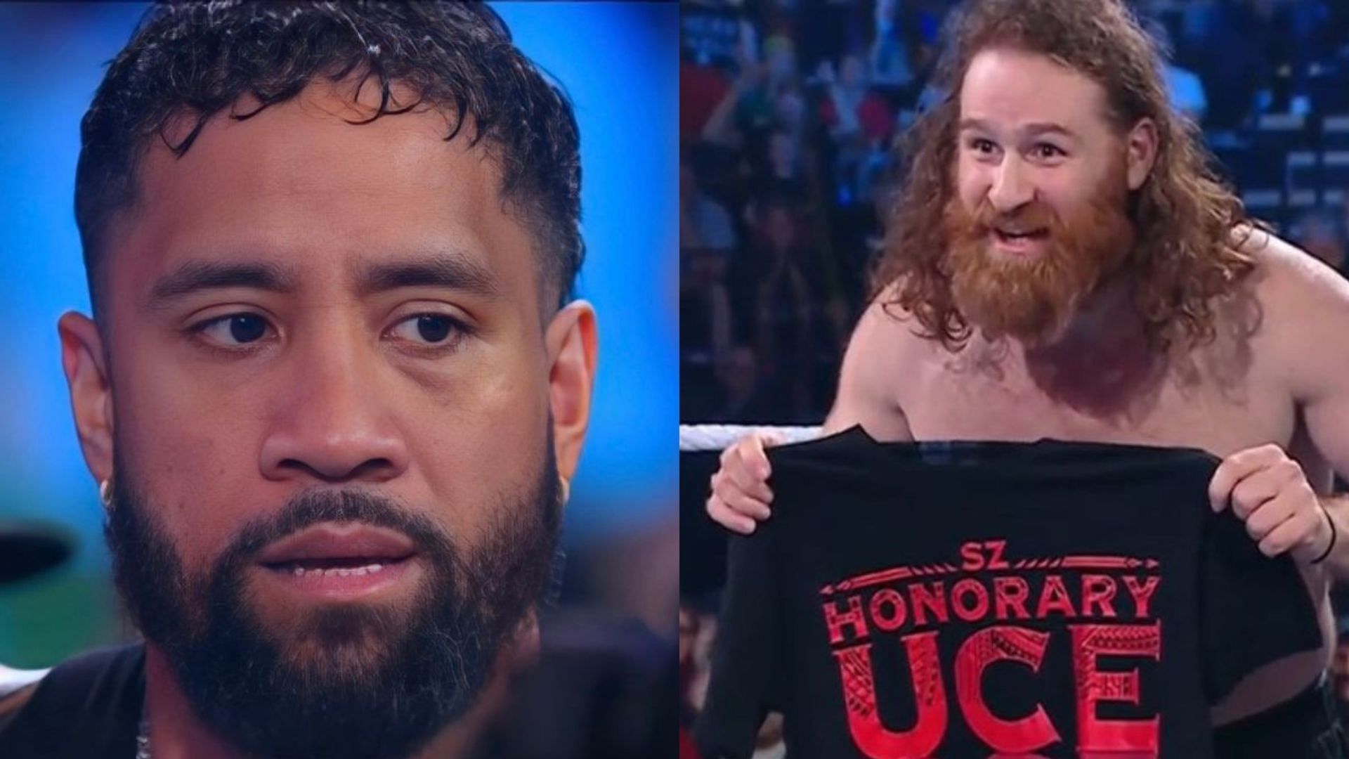 Sami Zayn and Jey Uso during a recent episode of WWE SmackDown