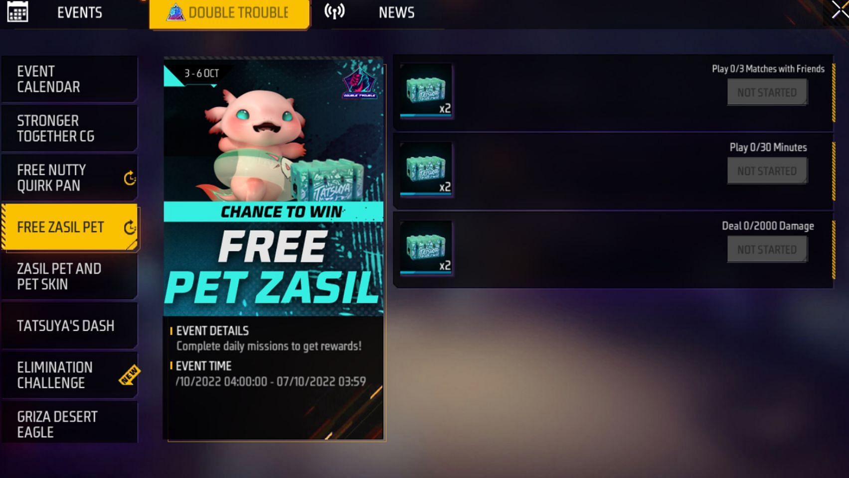 Zasil is a part of the prize pool of Double Trouble Green Crates (Image via Garena)