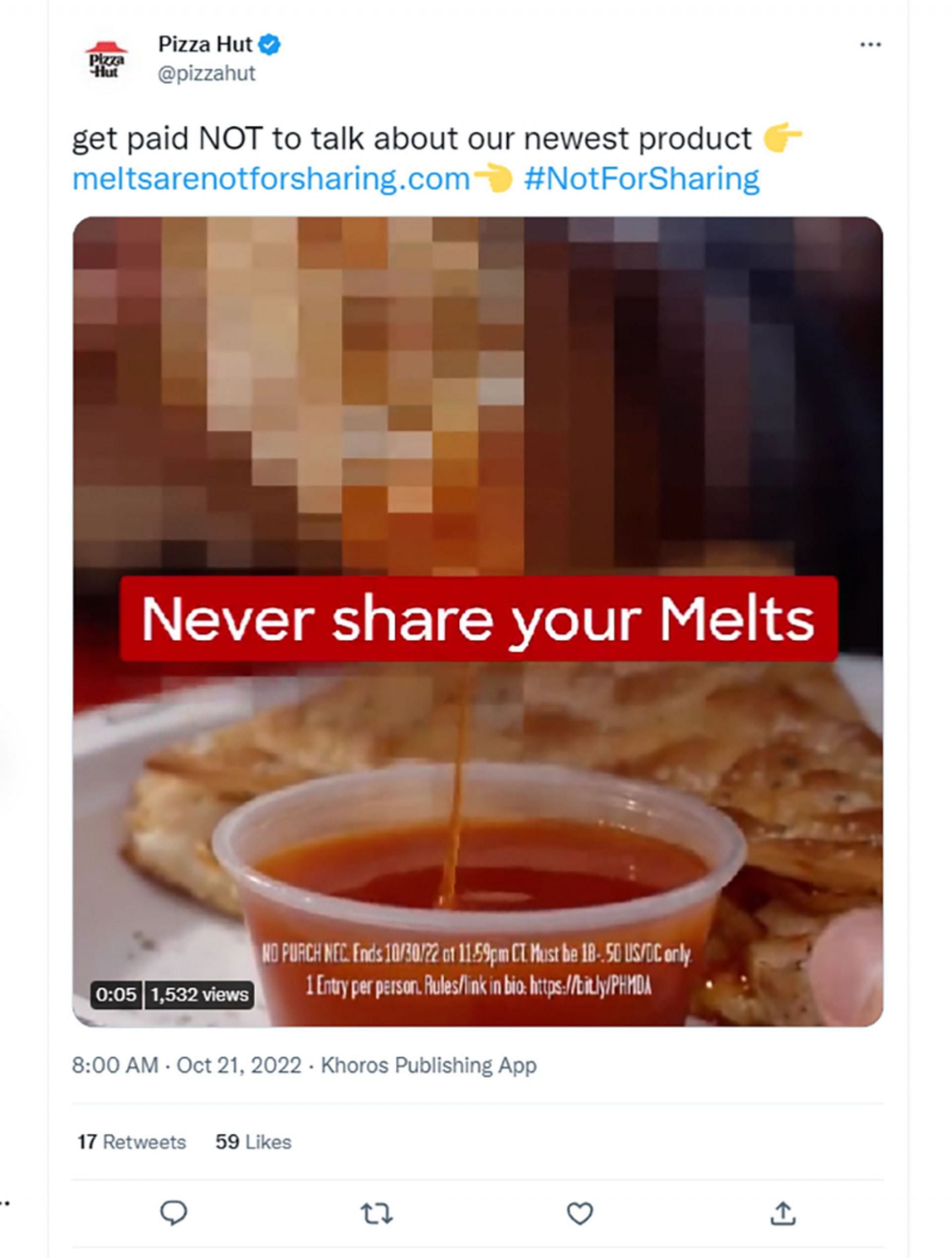Promotional material for Melts via Twitter/@pizzahut
