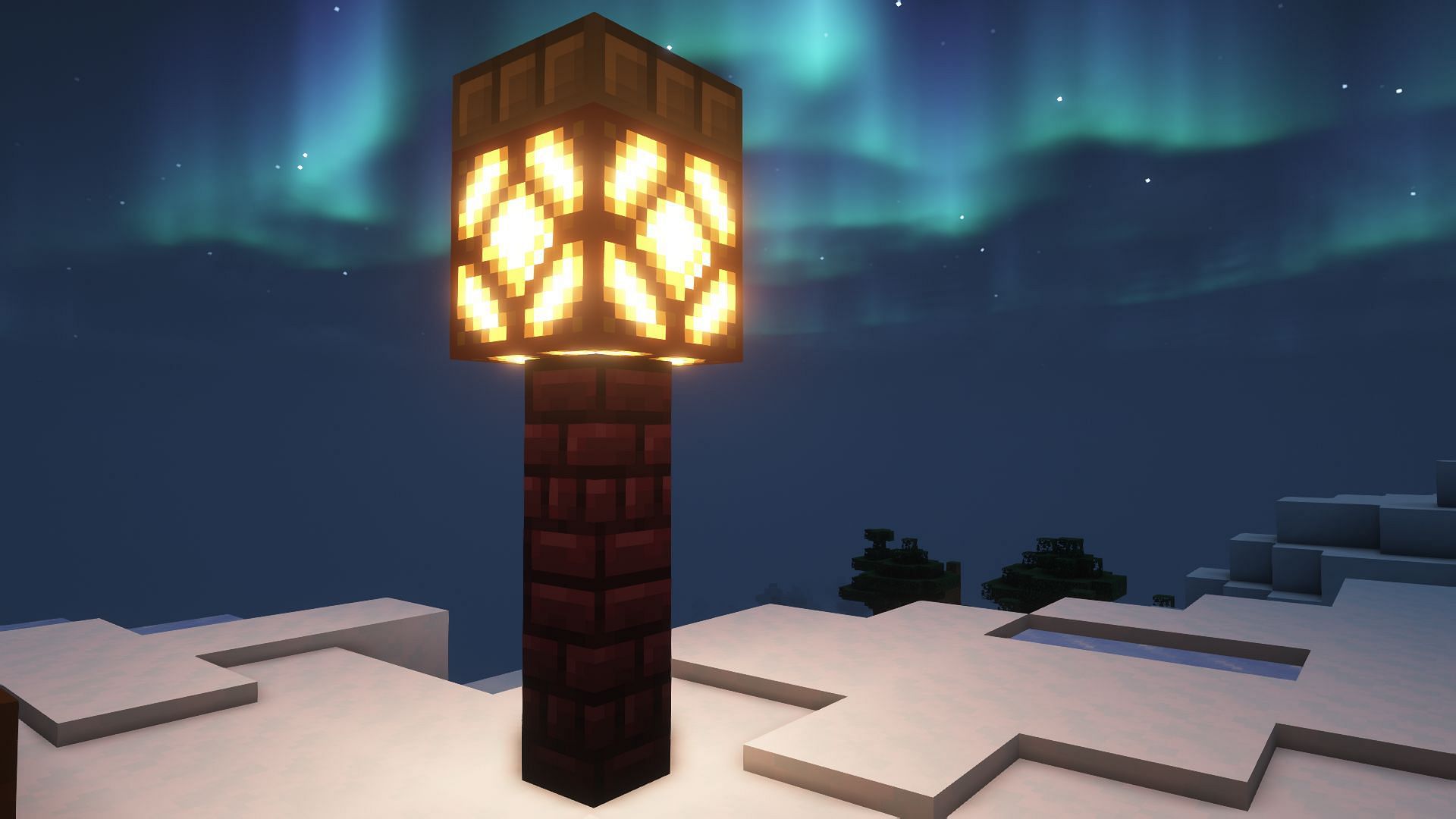 Redstone lamp will automatically turn on and off depending on the time of day in Minecraft (Image via Mojang)