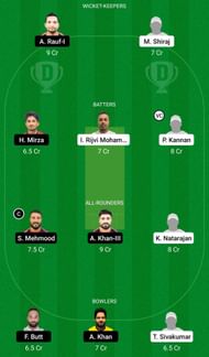 Dream11 Team for Ghubrah Giants vs Bousher Busters - Oman D10 League 2022.