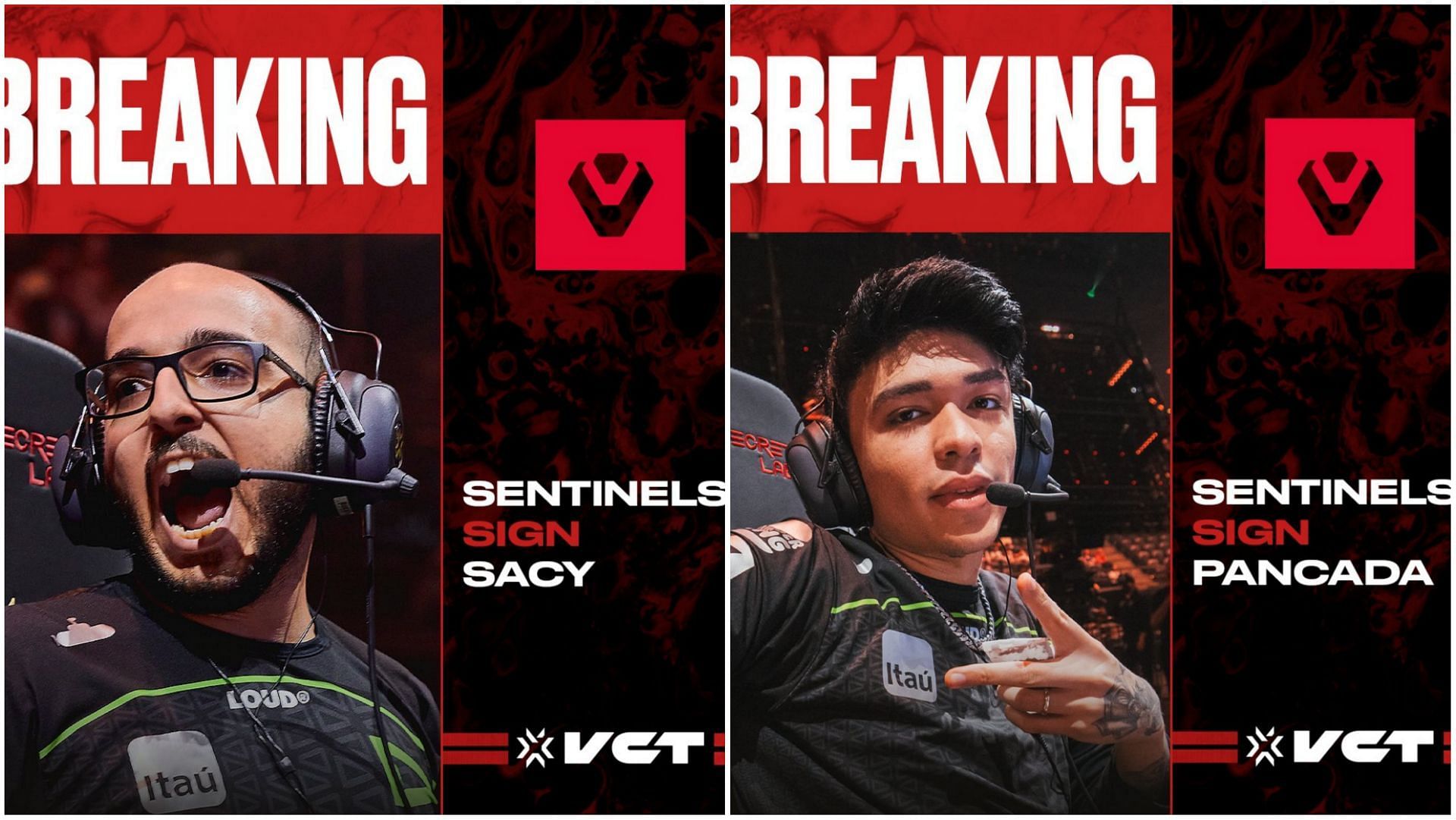Sentinels look to rebound following a disappointing 2022 by adding reigning champs Sacy and pANcada to its roster. (Images via VCT/Twitter)