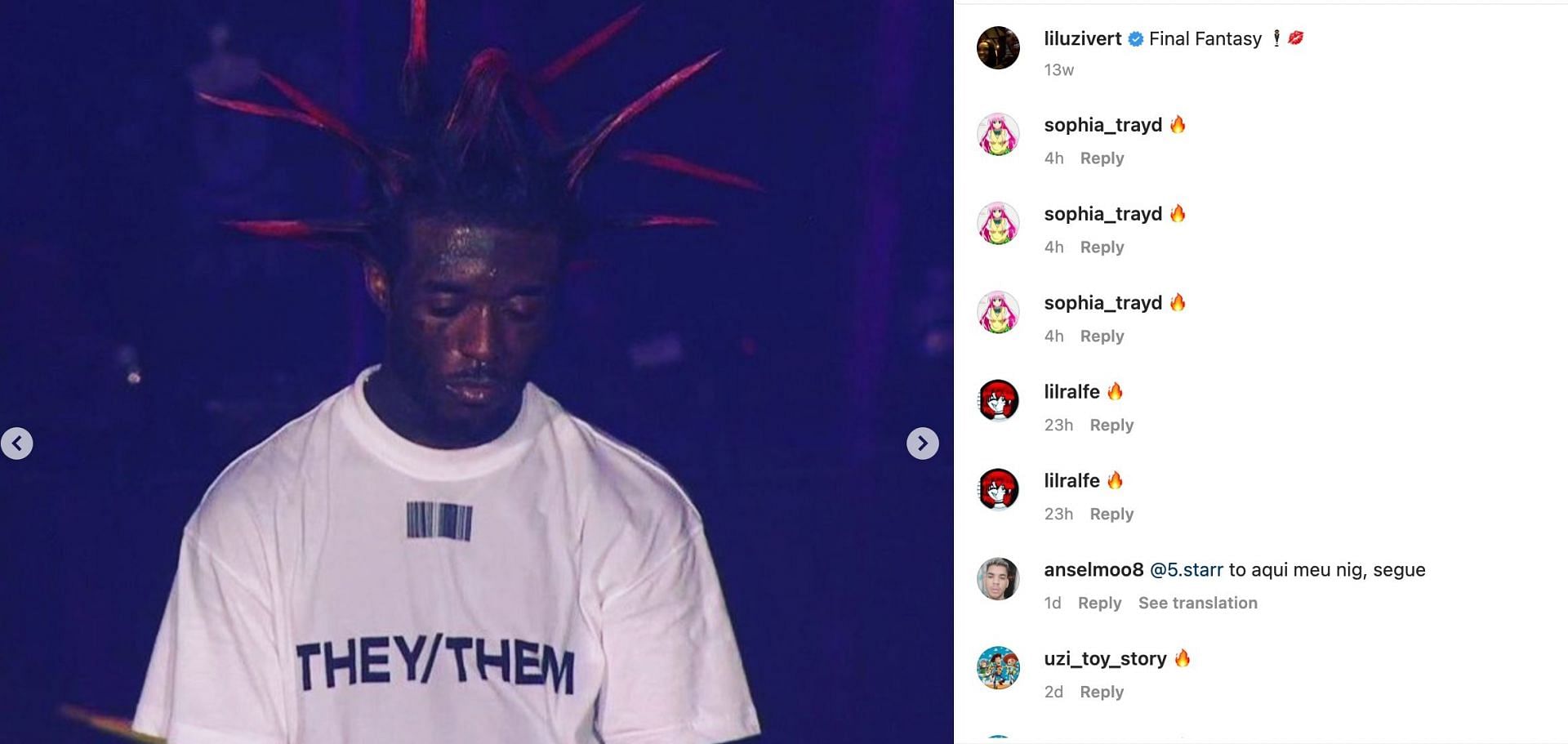 Lil Uzi Vert changed their pronouns to they/them. (Image via Instagram / @liluzivert)