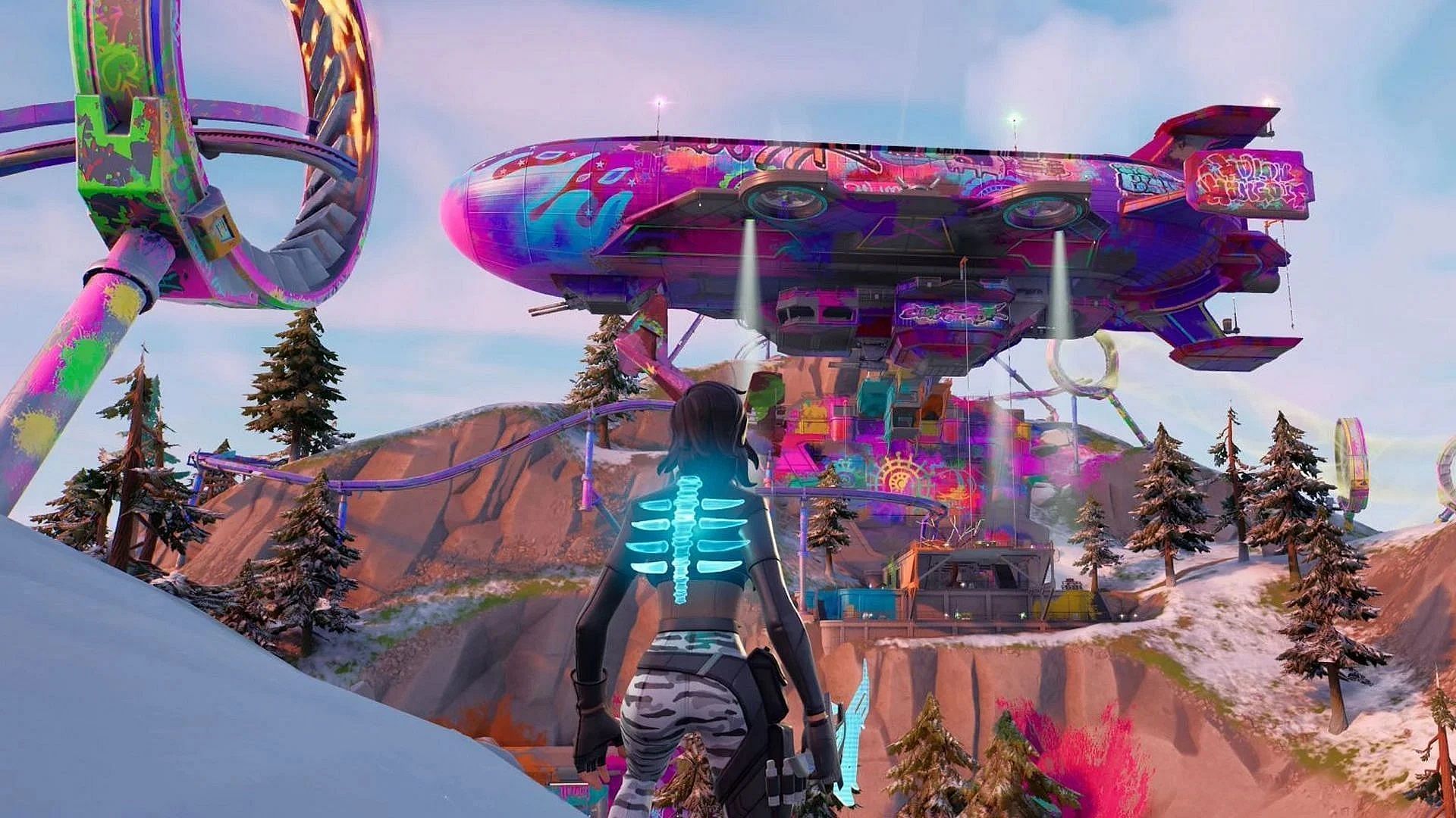 With the latest Fortnite map changes, the Flairship has moved east (Image via Epic Games)